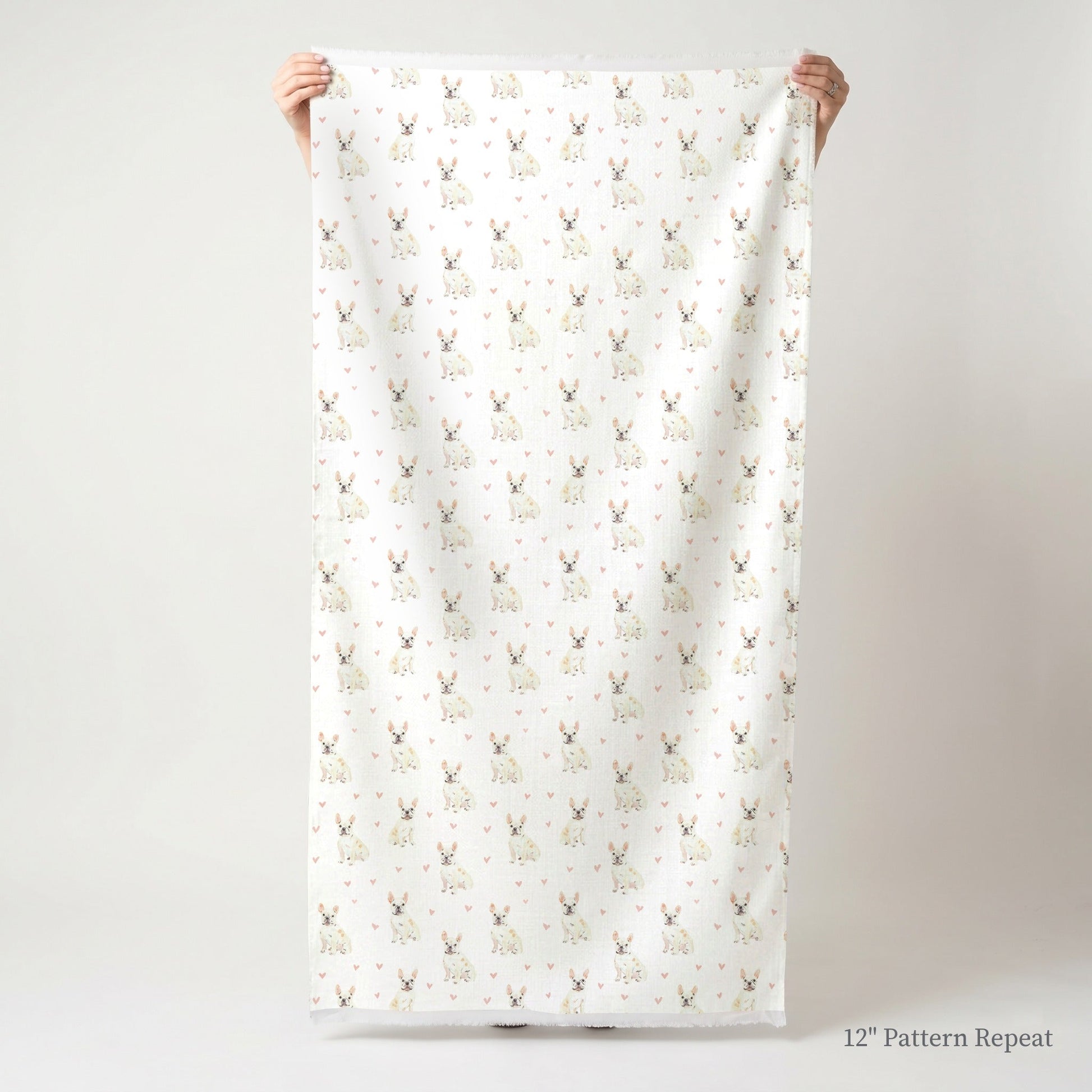 French Bulldog Love - Fabric - Linen Rowe