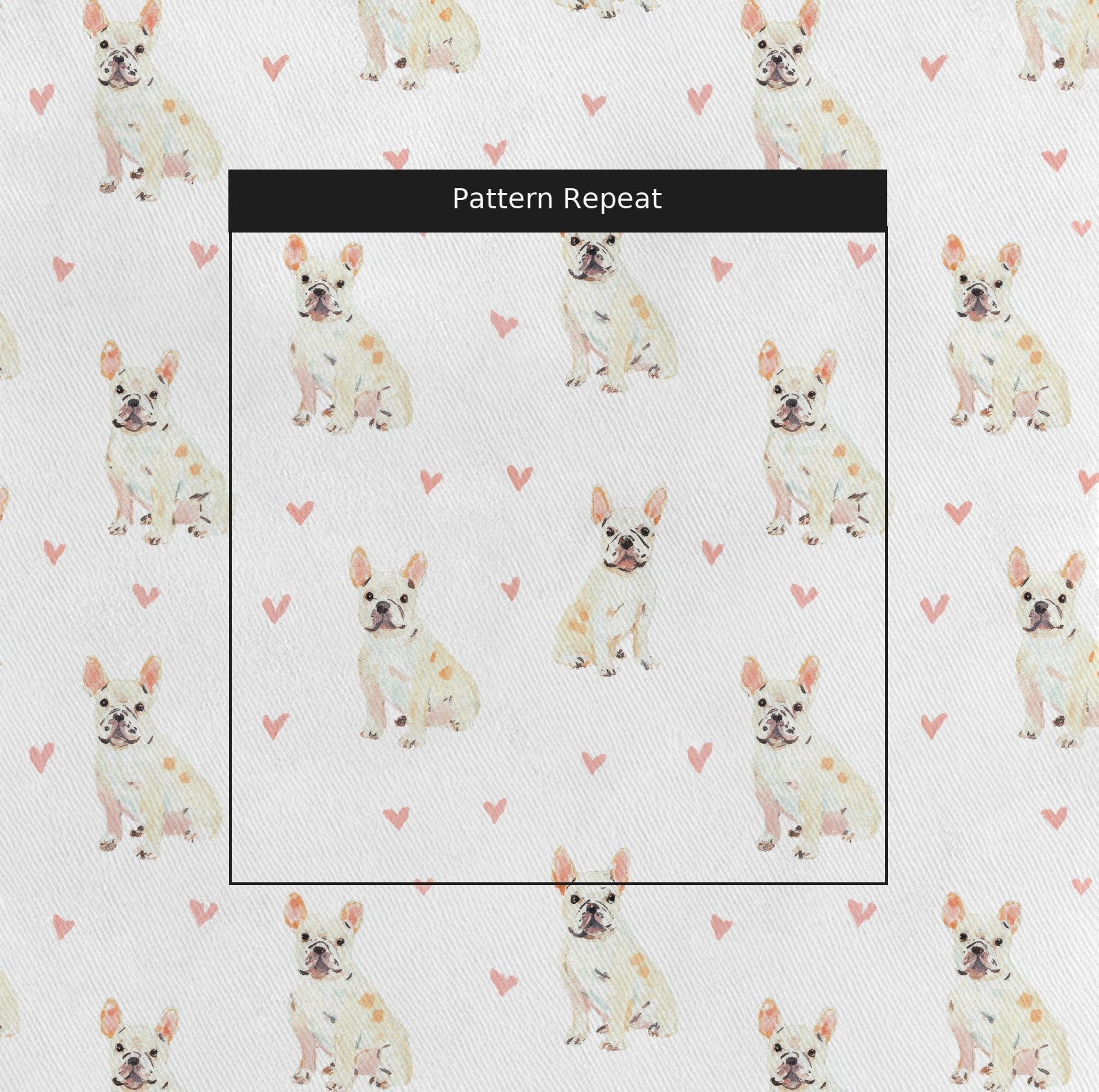 French Bulldog Love - Fabric - Linen Rowe