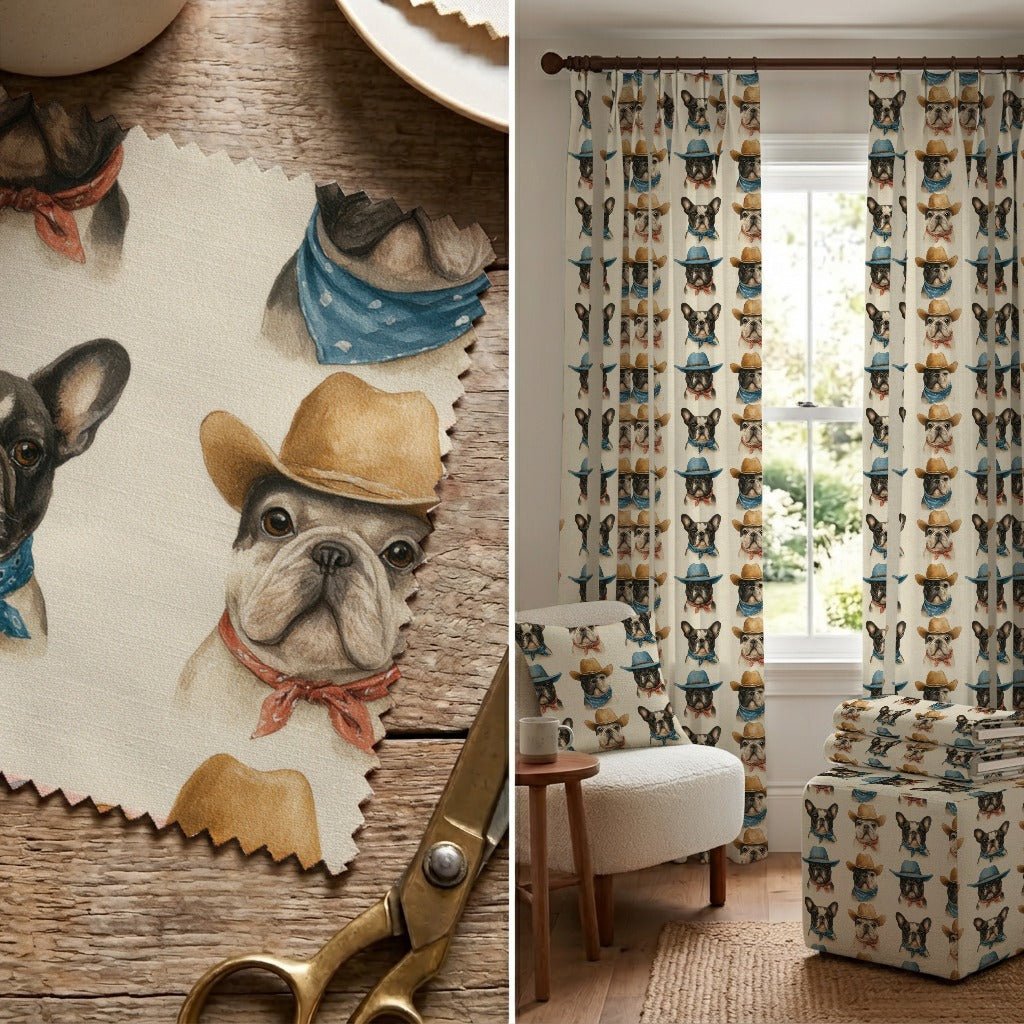 French Bulldog Rodeo - Fabric - Linen Rowe