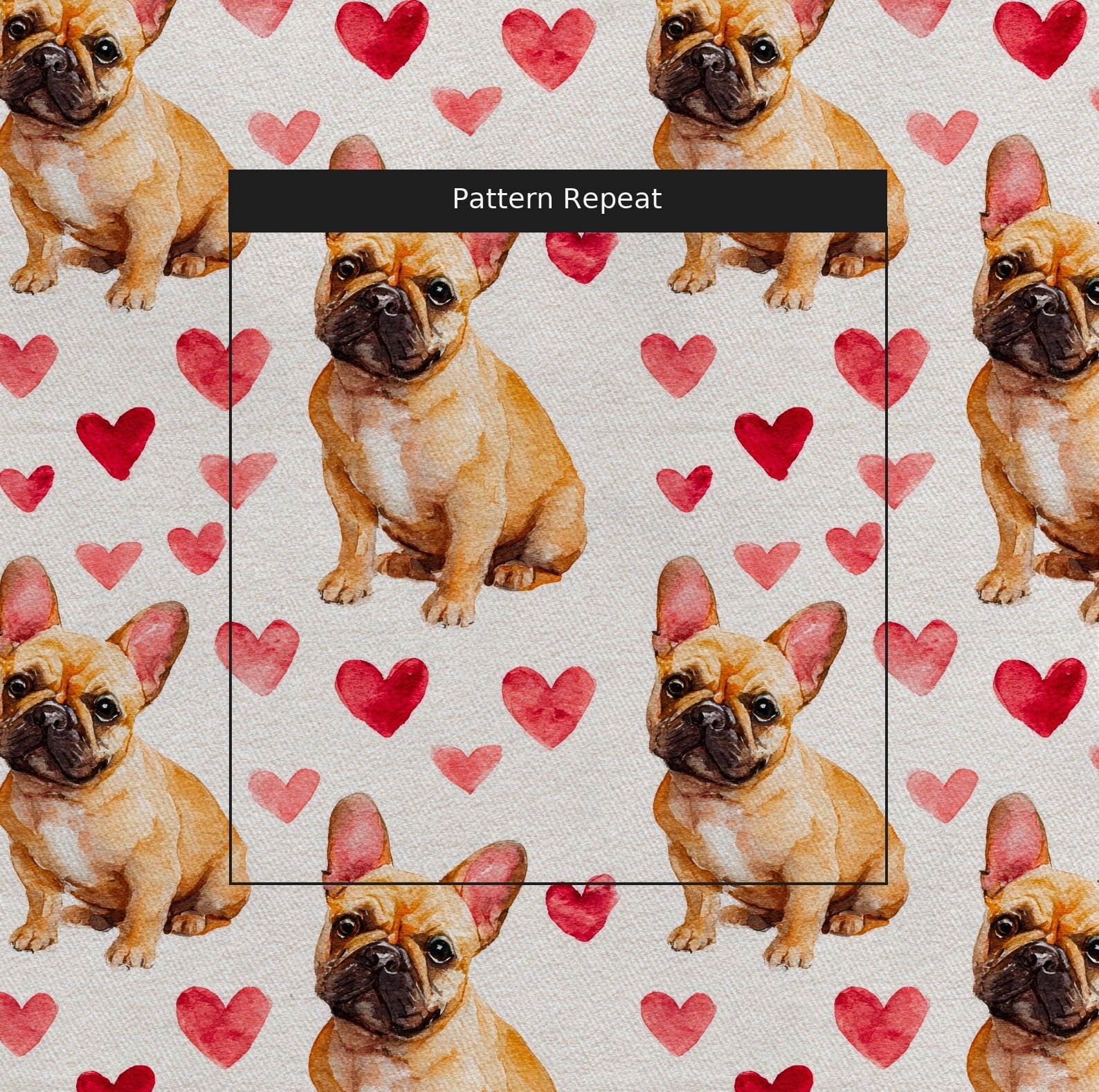 French Bulldog Sweetheart - Fabric - Linen Rowe
