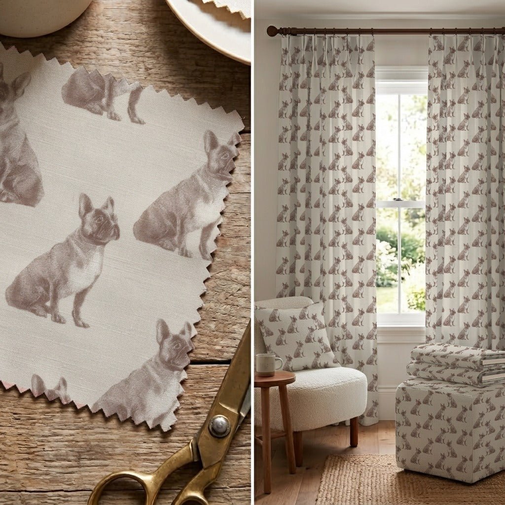 French Bulldog Tonal Print - Fabric - Linen Rowe