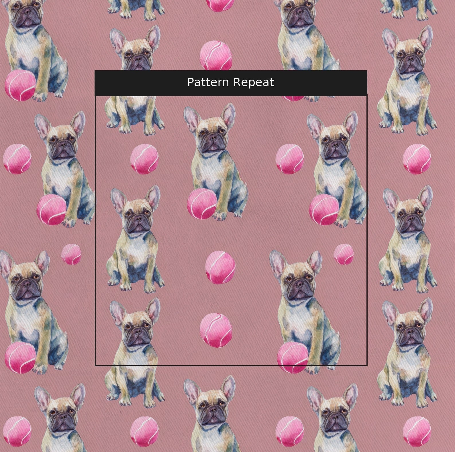 Frenchie Blush Tennis Club - Fabric - Linen Rowe