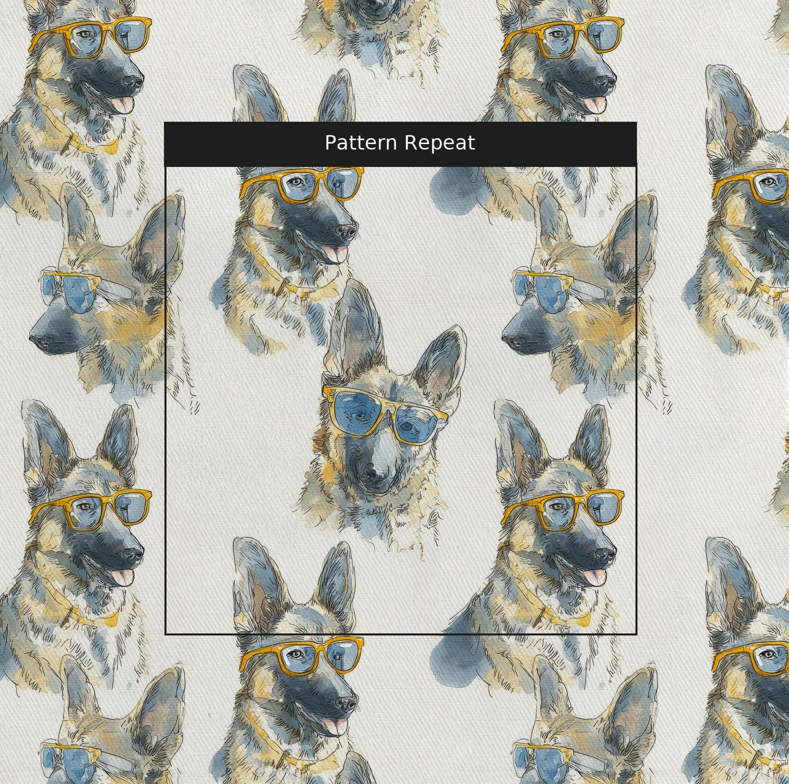 German Shepherd Cool Shades - Fabric - Linen Rowe