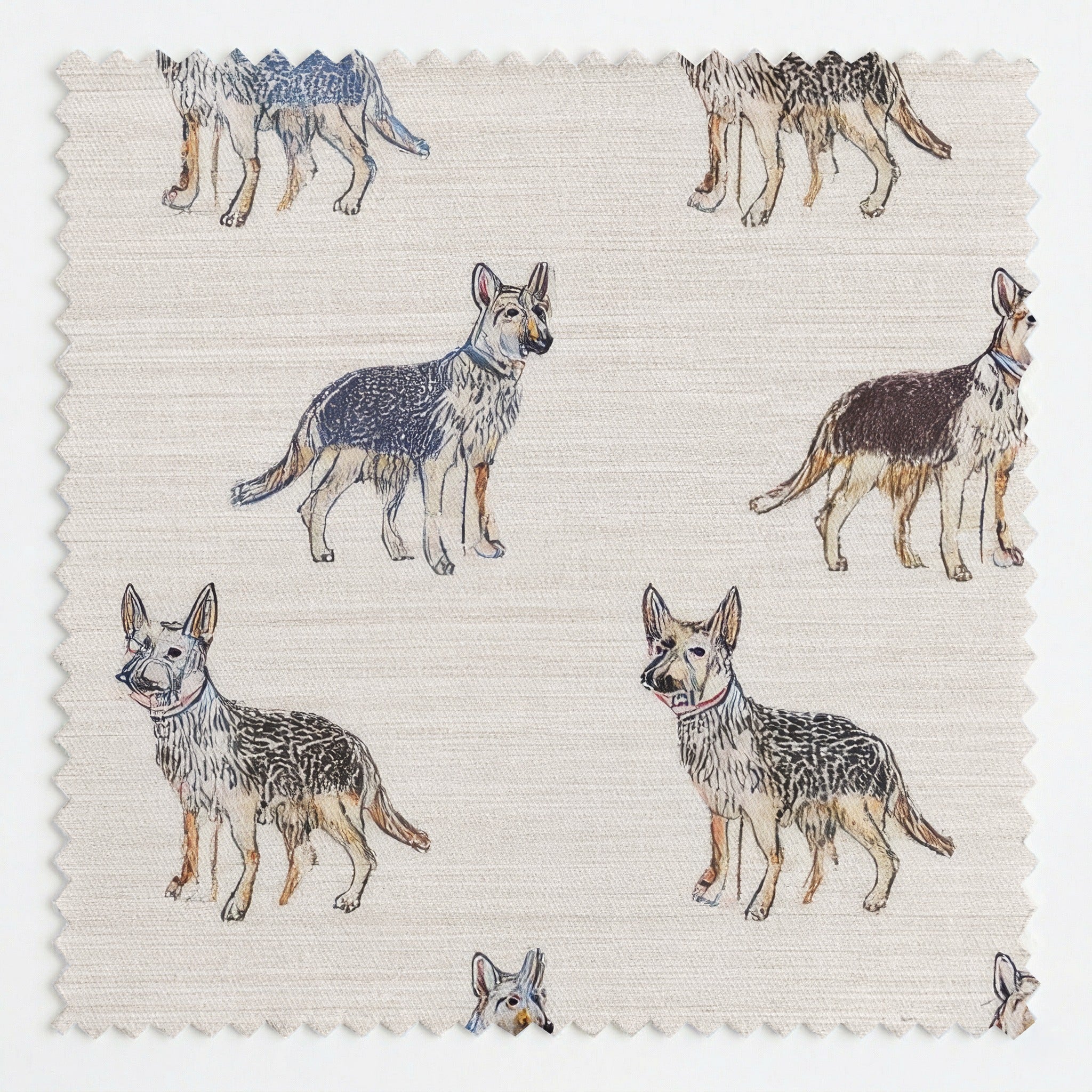 German Shepherd Ditsy Cream - Fabric - Linen Rowe