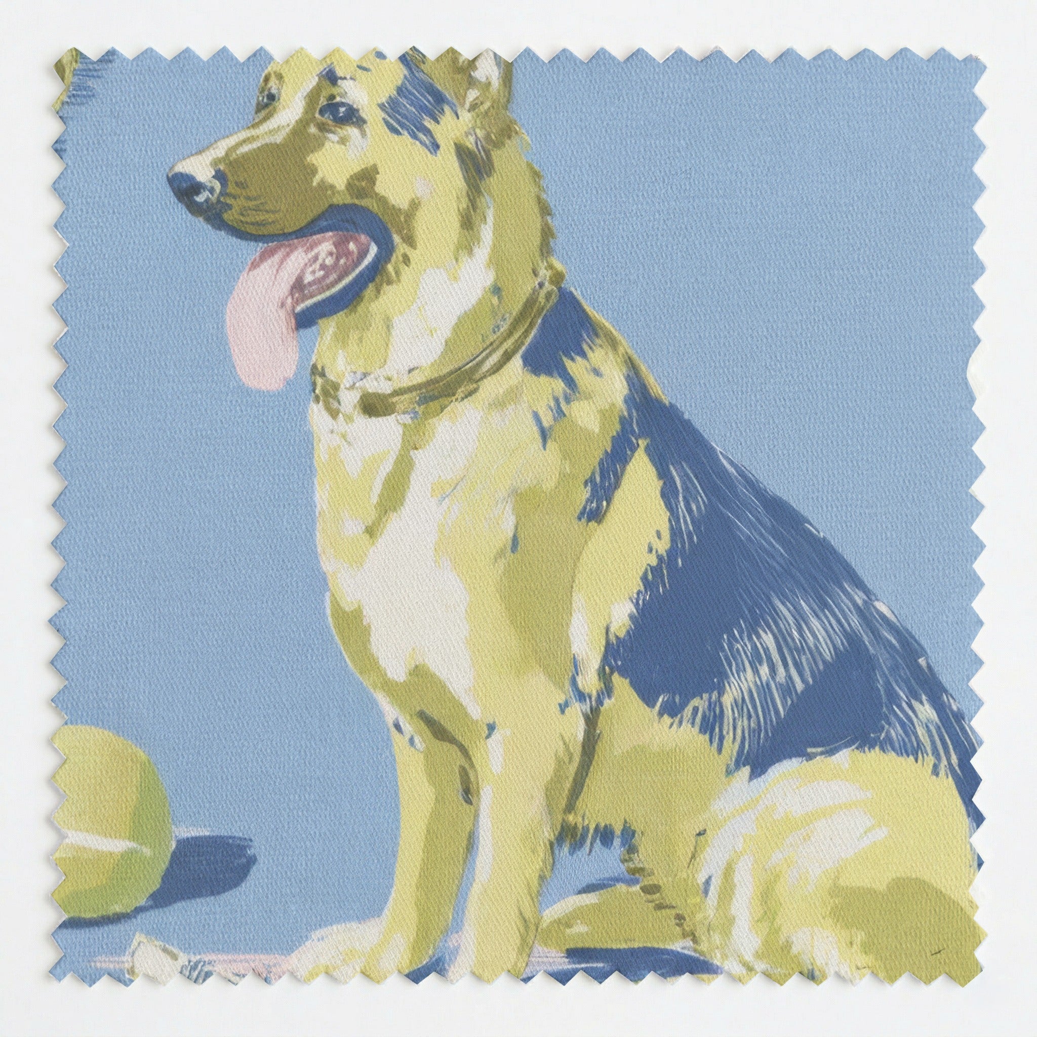 German Shepherd Go Fetch - Fabric - Linen Rowe