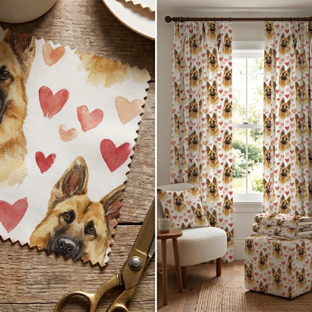 German Shepherd Sweetheart - Fabric - Linen Rowe