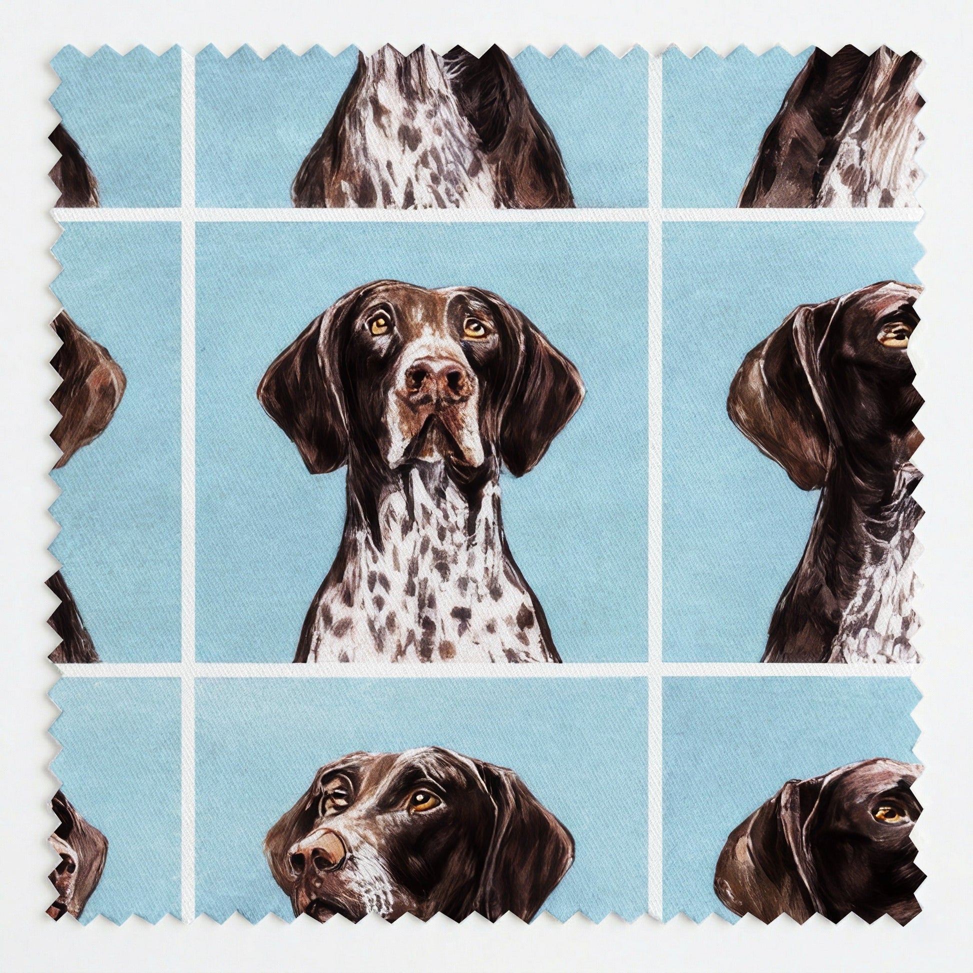 German Shorthair Mosaic Tiles - Fabric - Linen Rowe
