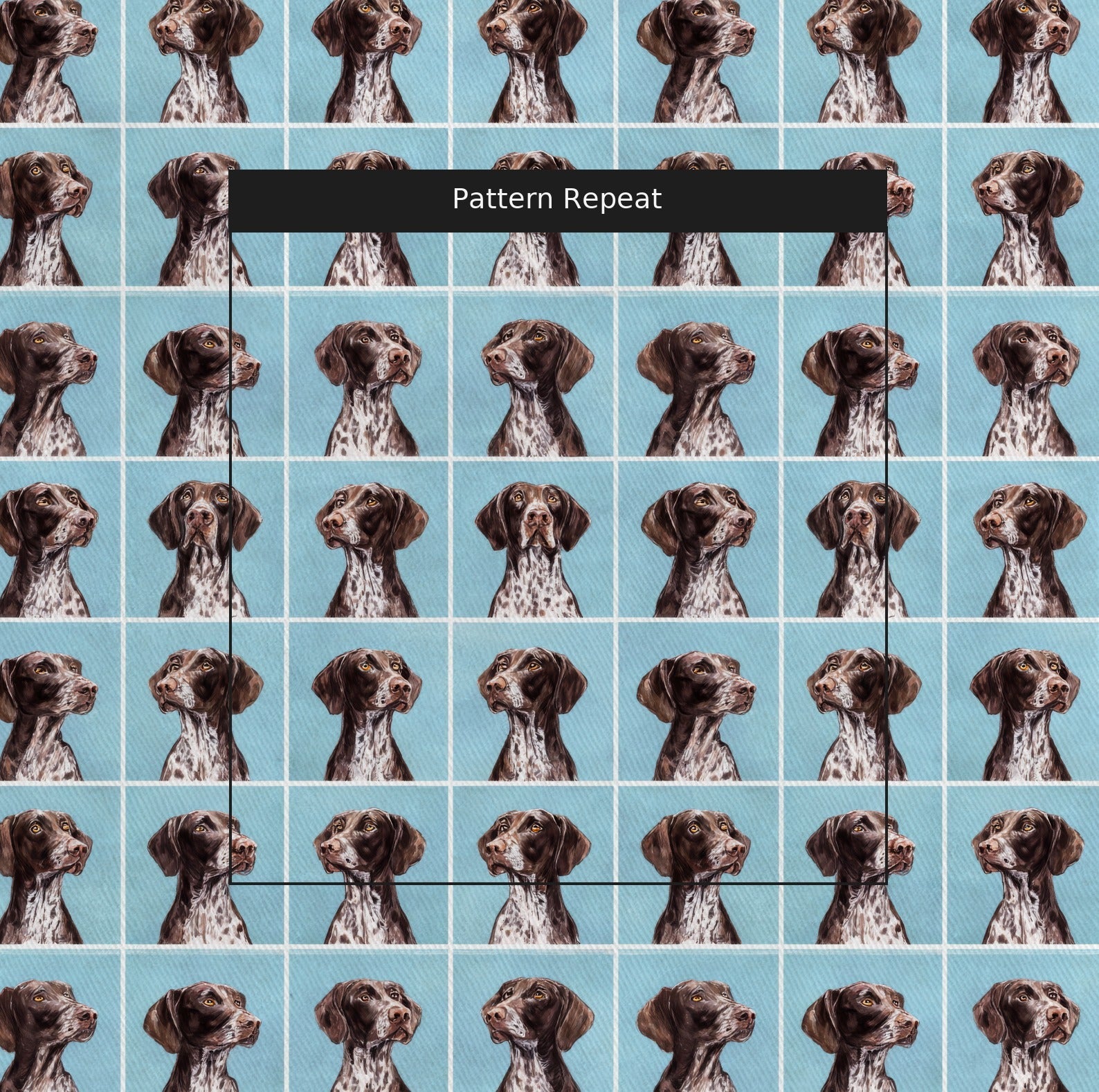 German Shorthair Mosaic Tiles - Fabric - Linen Rowe