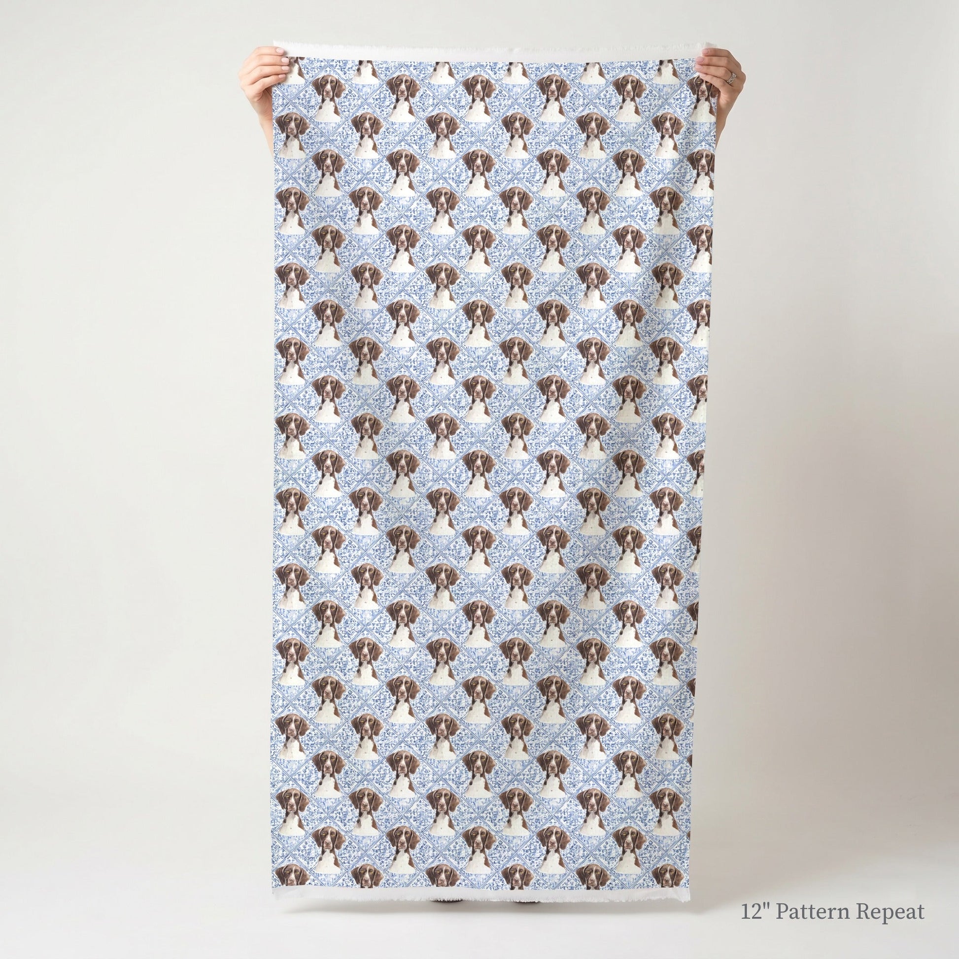 German Shorthair Swedish Tiles - Fabric - Linen Rowe