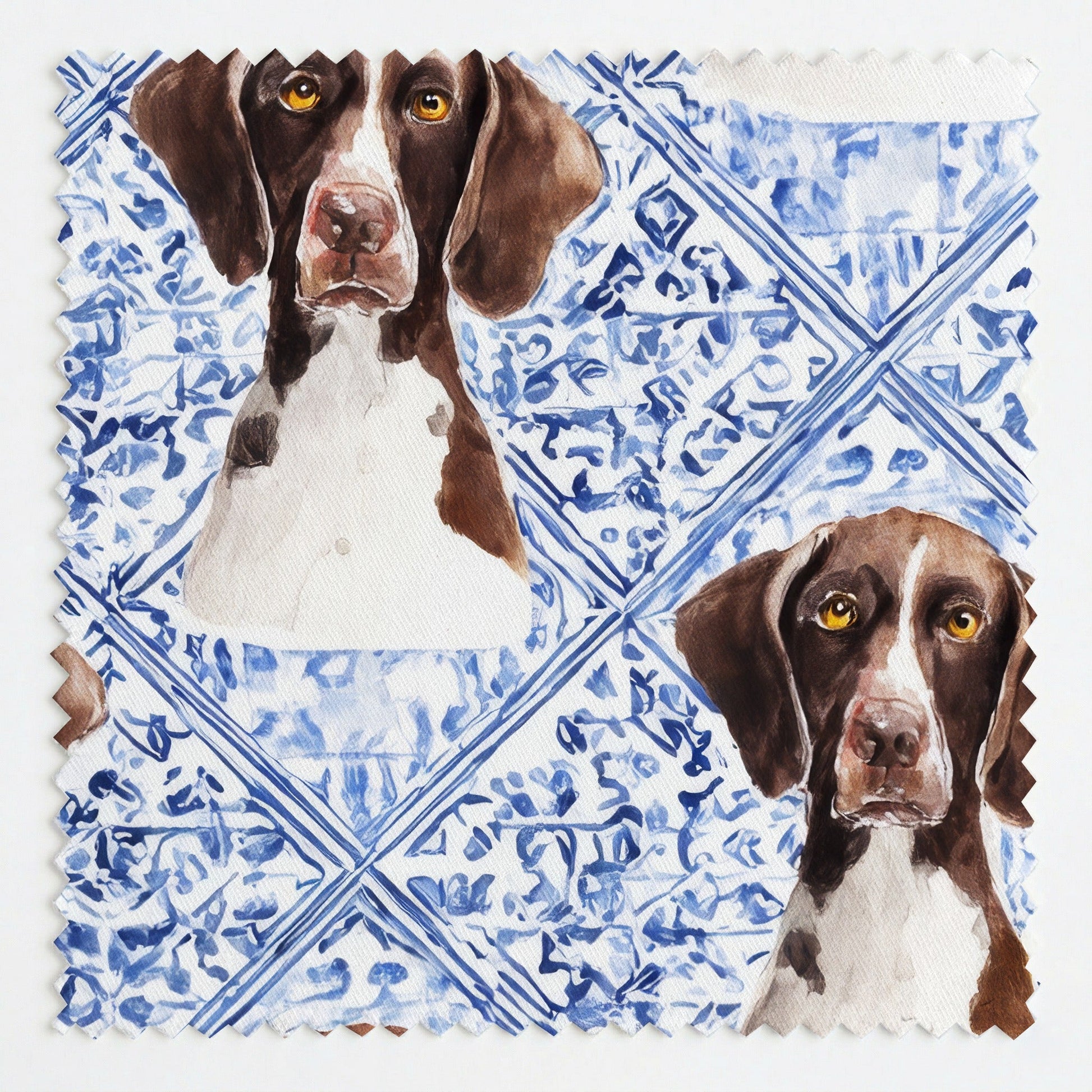 German Shorthair Swedish Tiles - Fabric - Linen Rowe