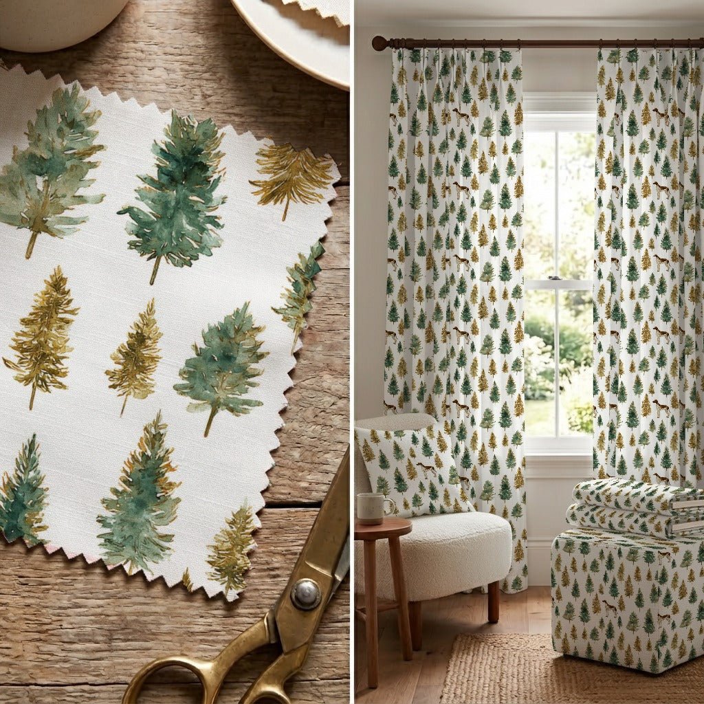 German Shorthaired Pointer Evergreen Grove - Fabric - Linen Rowe
