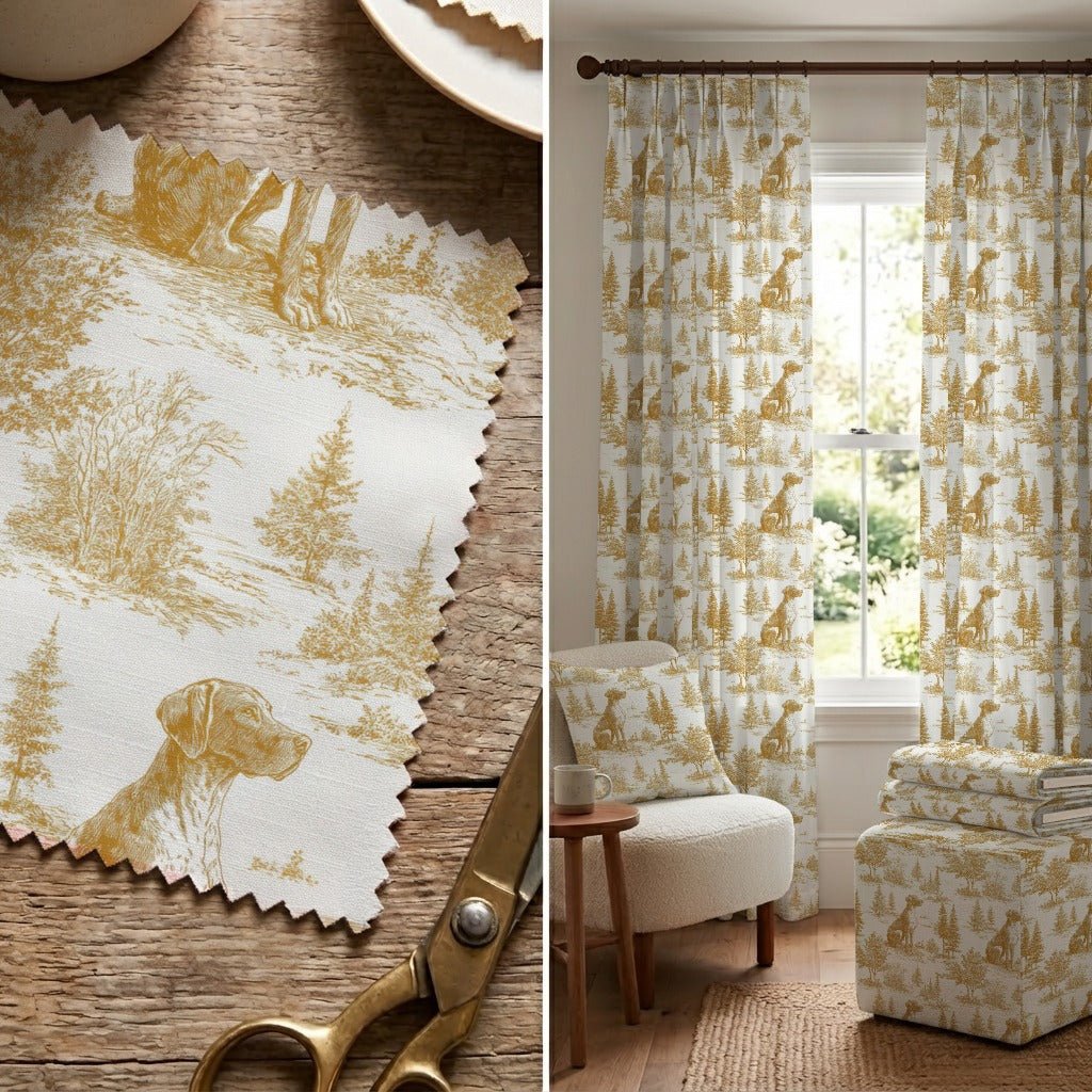 German Shorthaired Pointer Forest Toile - Fabric - Linen Rowe