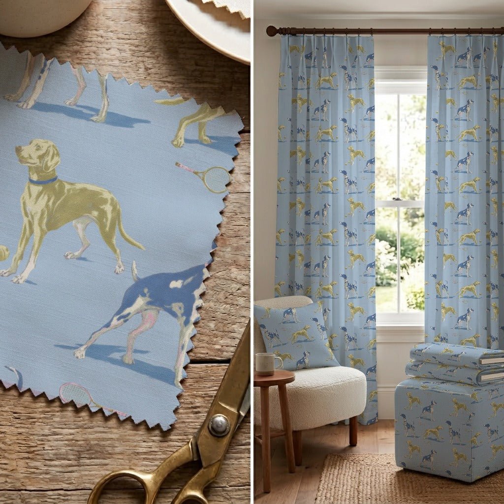 German Shorthaired Pointer Go Fetch - Fabric - Linen Rowe