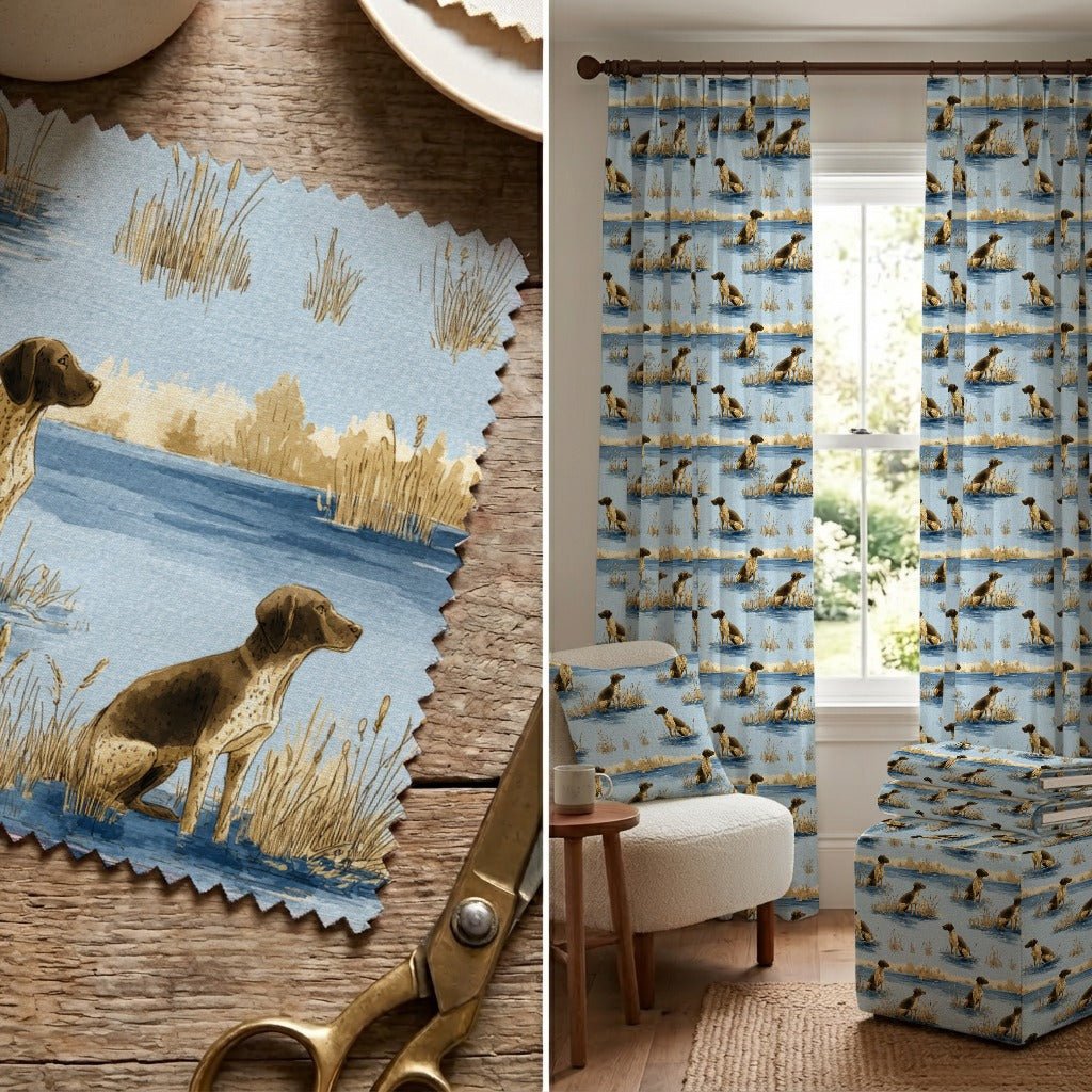 German Shorthaired Pointer Lakeside - Fabric - Linen Rowe