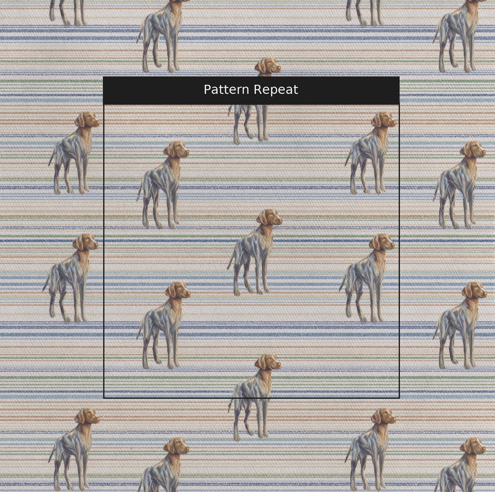 German Shorthaired Pointer Pastel Stripes - Fabric - Linen Rowe