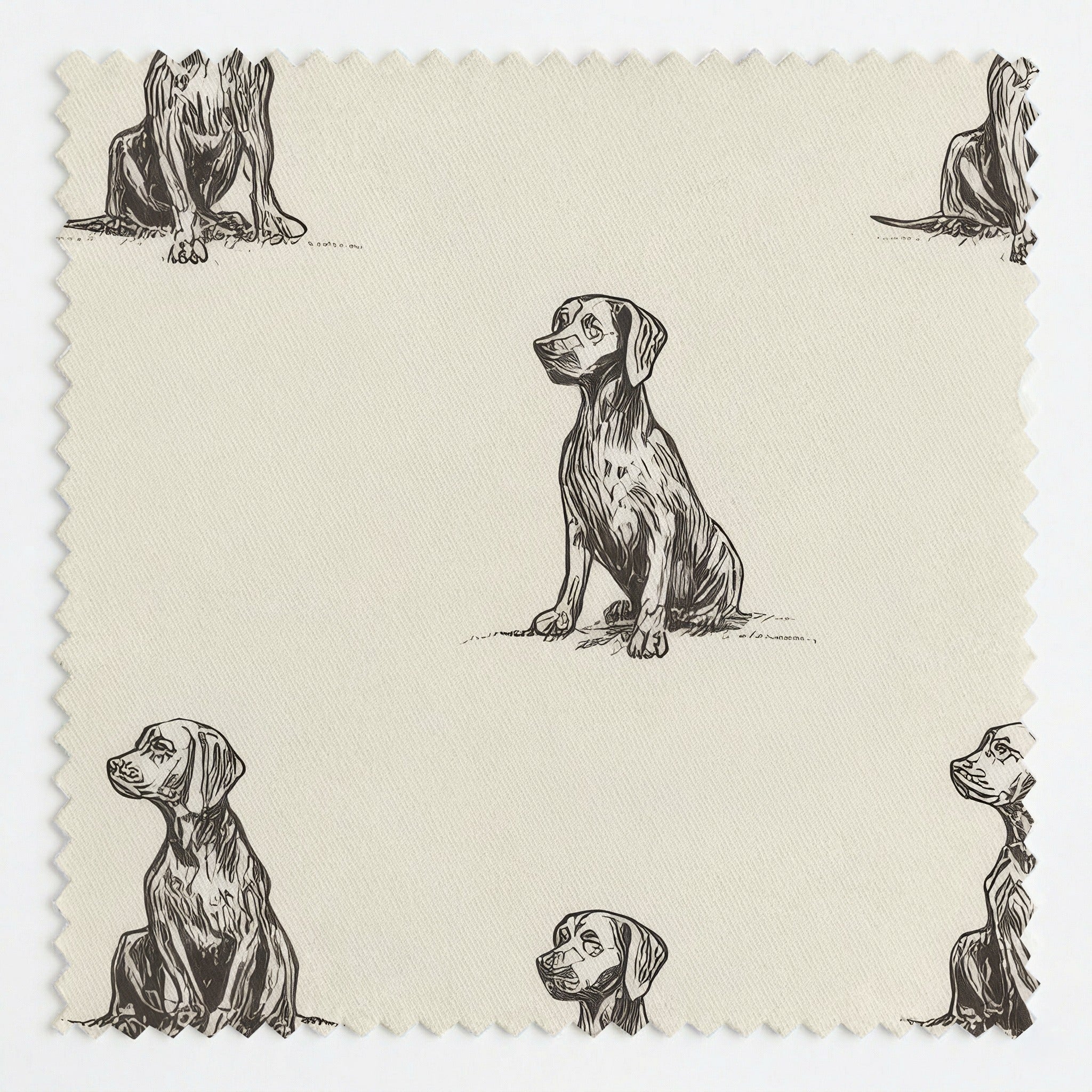 German Shorthaired Pointer Sit and Stay - Fabric - Linen Rowe