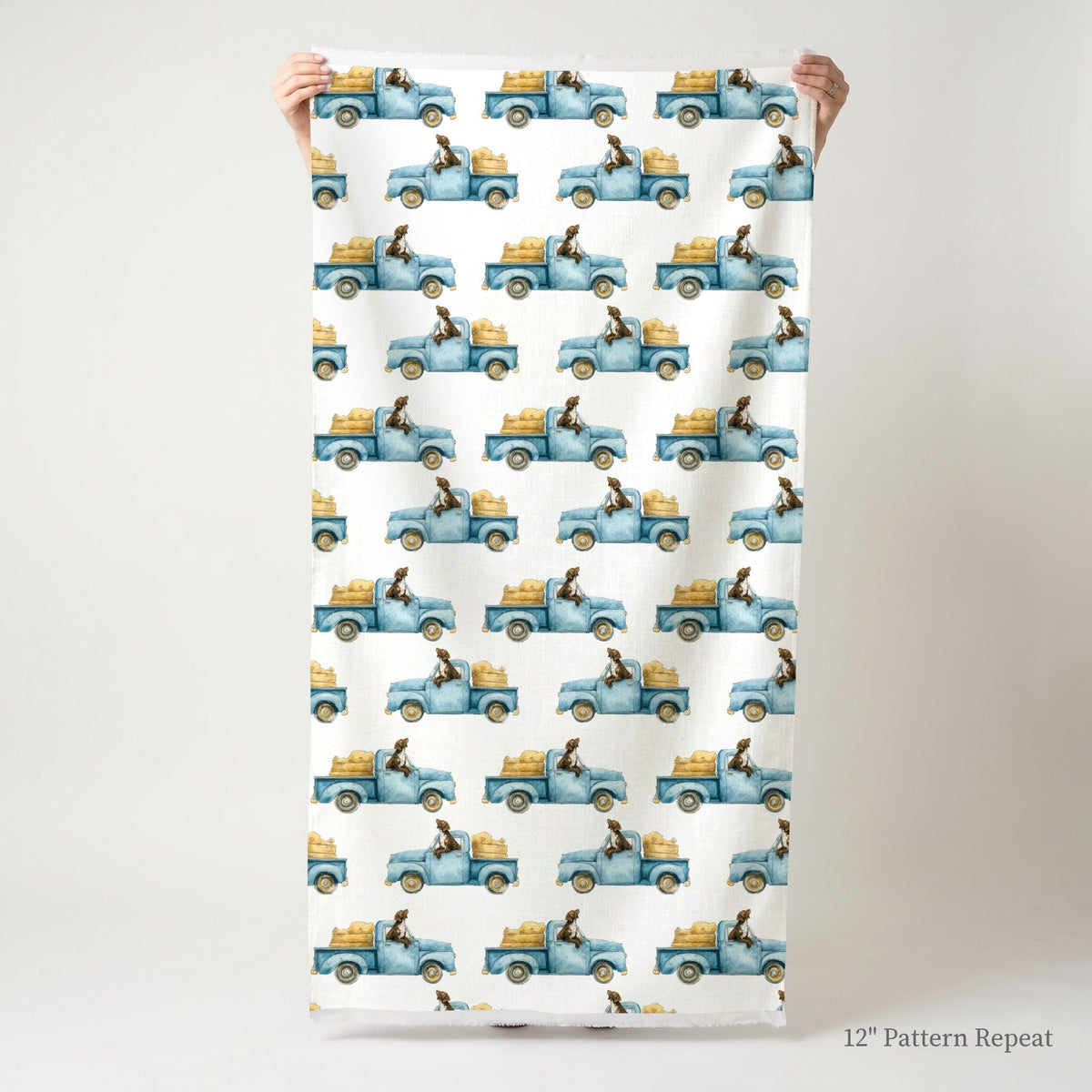 German Shorthaired Pointer Sunday Drive - Fabric - Linen Rowe