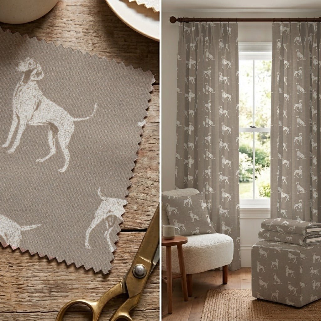 German Shorthaired Pointer Tonal Print - Fabric - Linen Rowe