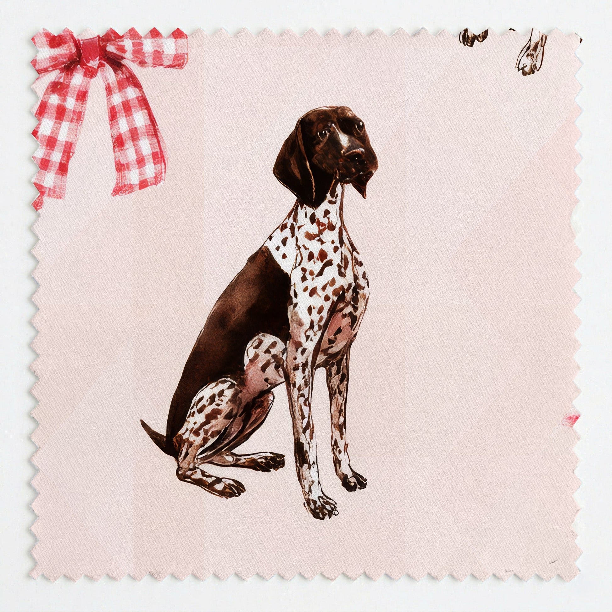 German Shorthairs and Gingham Bows - Fabric - Linen Rowe