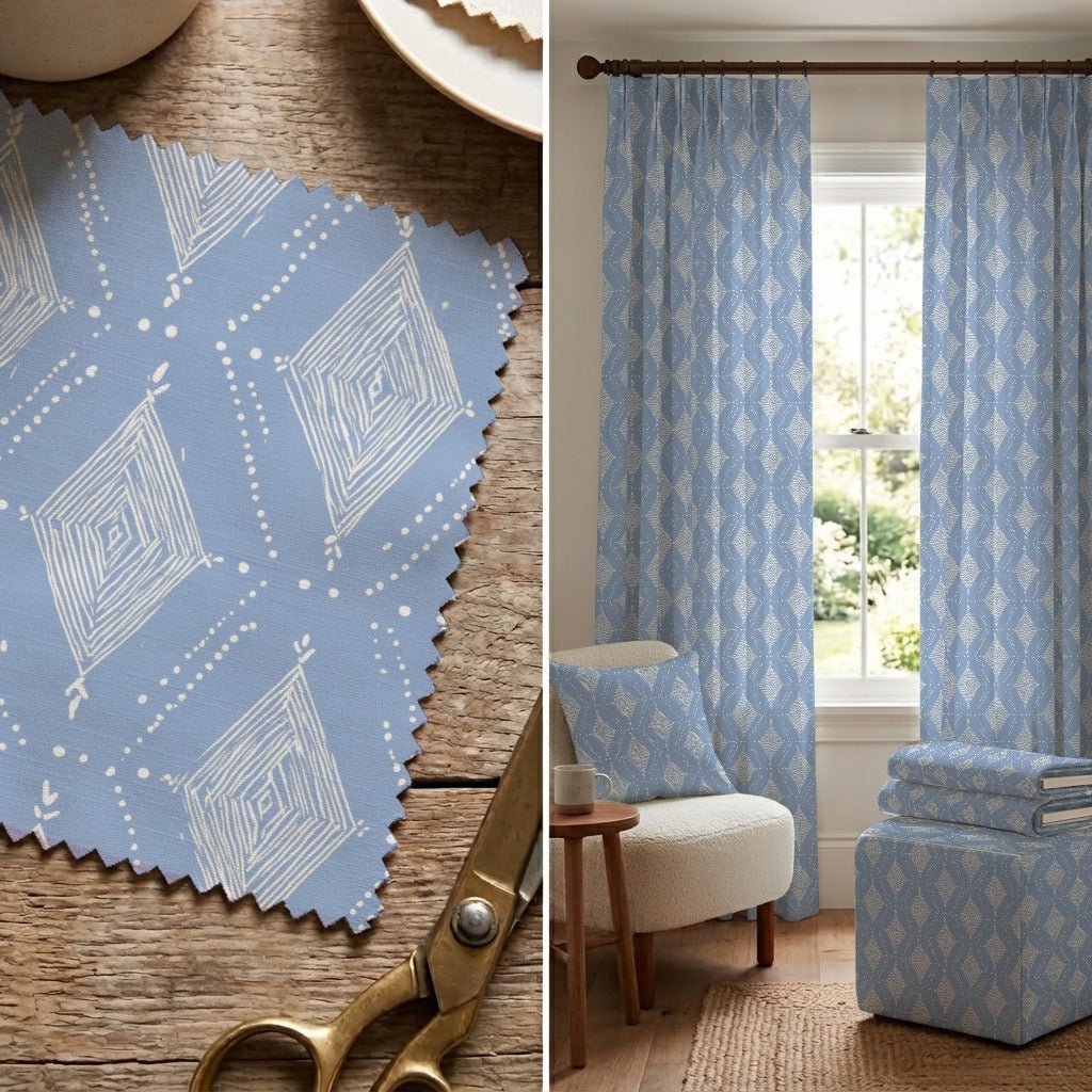 Gianna Blue - Fabric - Linen Rowe