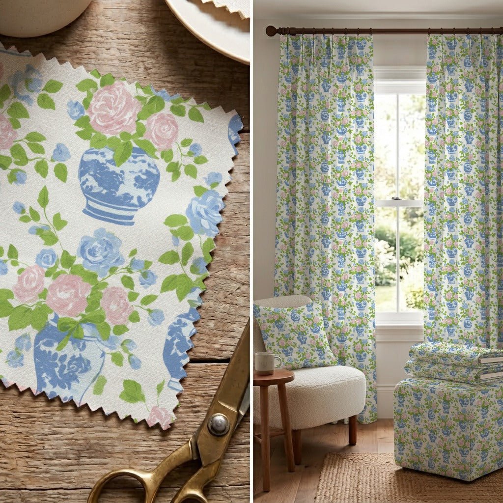 Ginger Jar Florals - Fabric - Linen Rowe