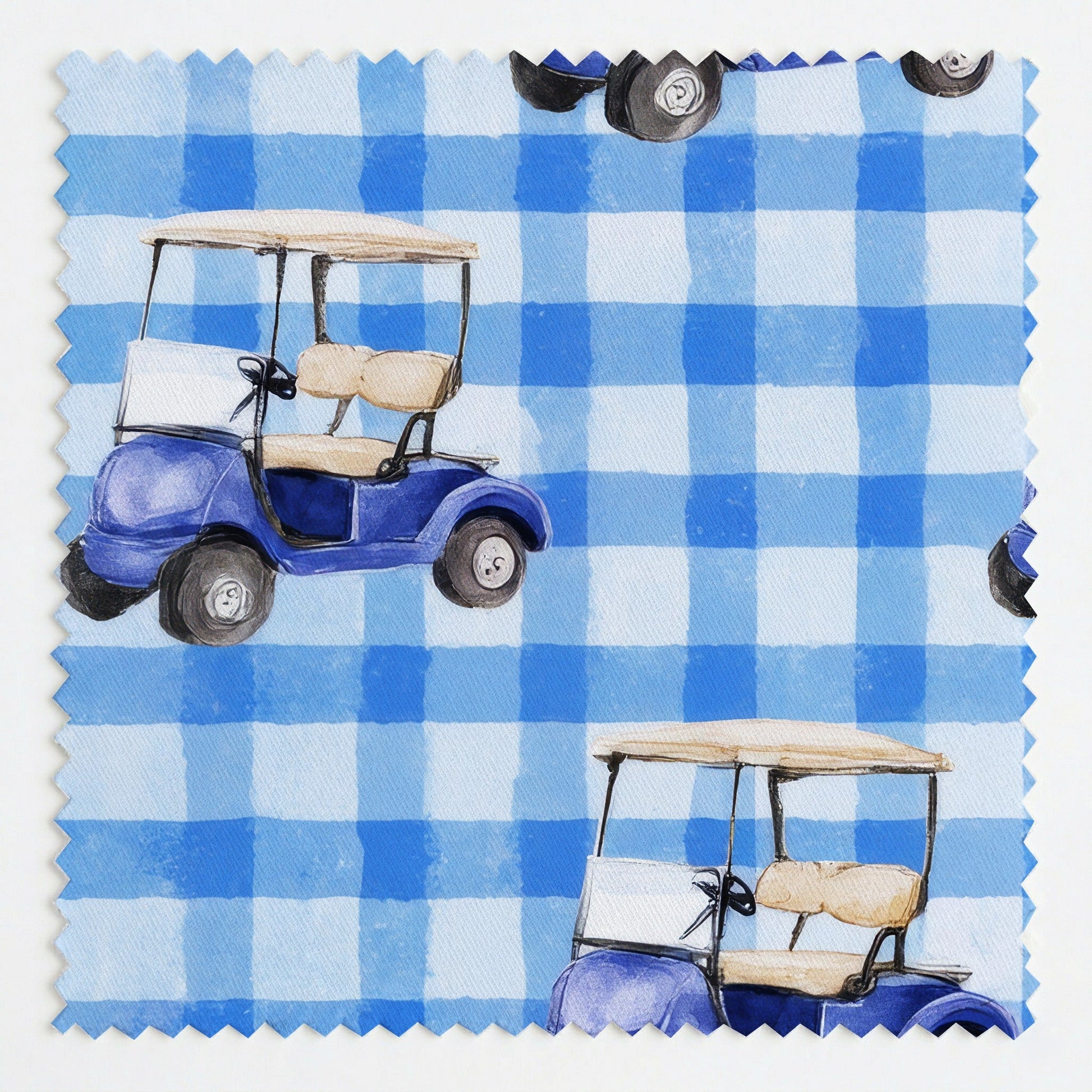Gingham and Golf Carts - Fabric - Linen Rowe