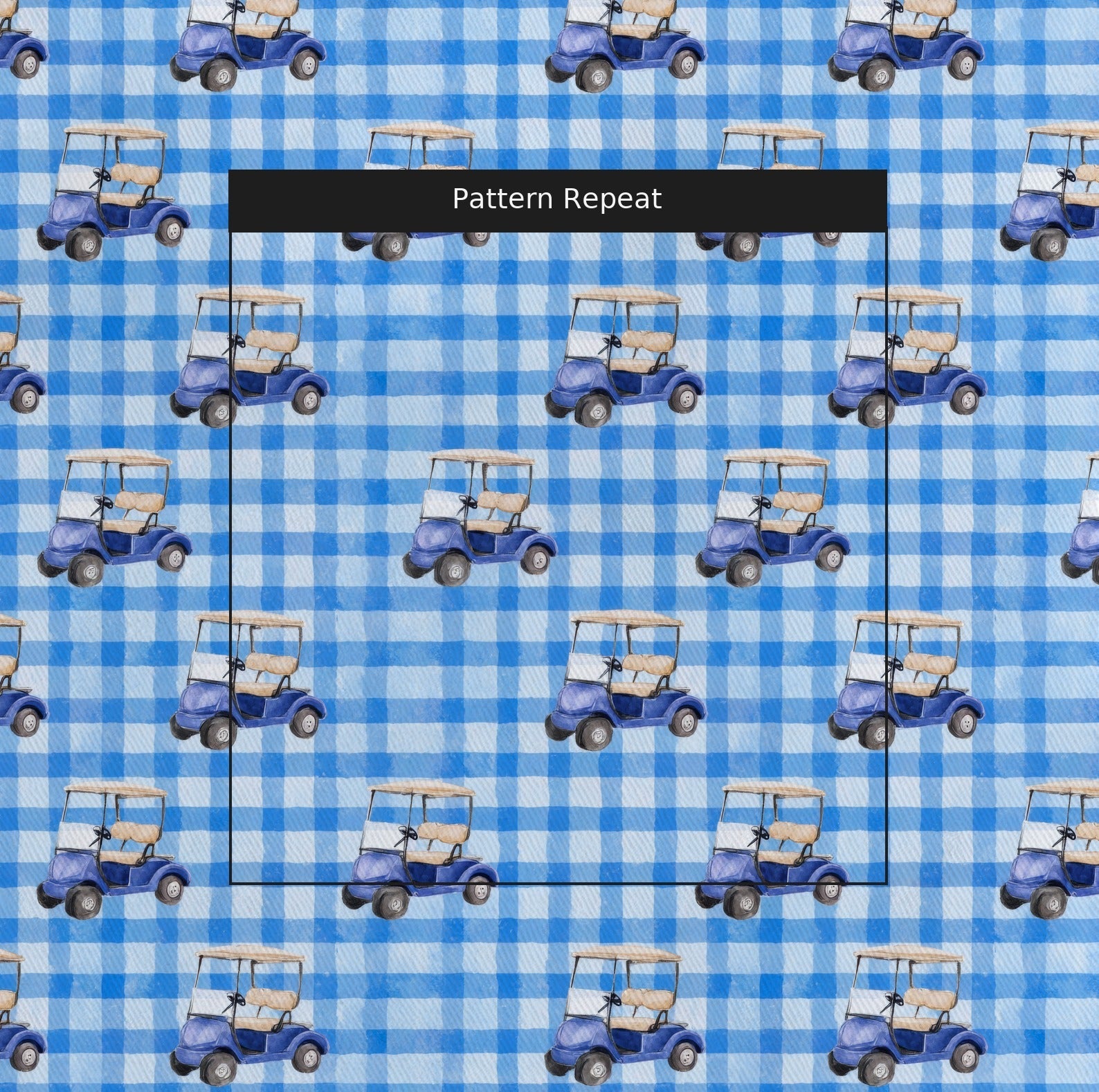 Gingham and Golf Carts - Fabric - Linen Rowe