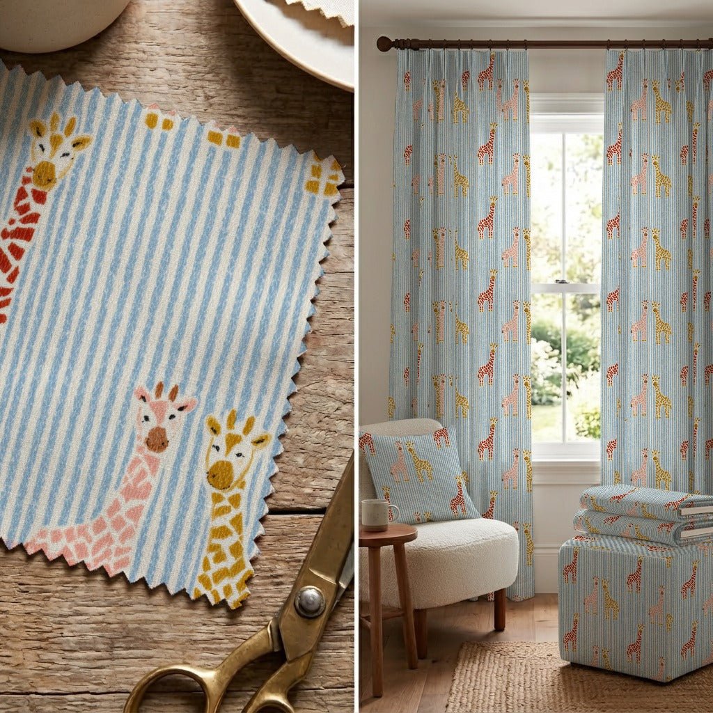 Giraffe Pinstripes - Fabric - Linen Rowe