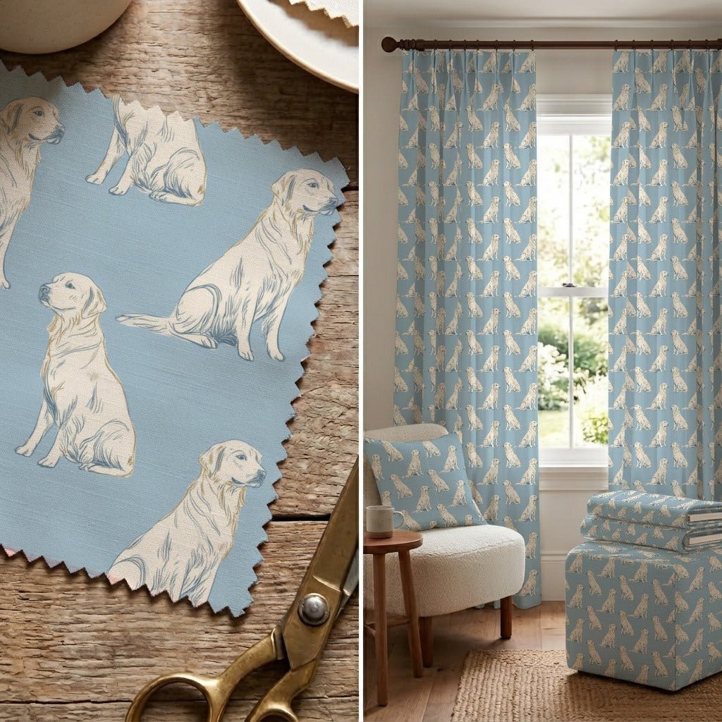 Golden Blues - Fabric - Linen Rowe