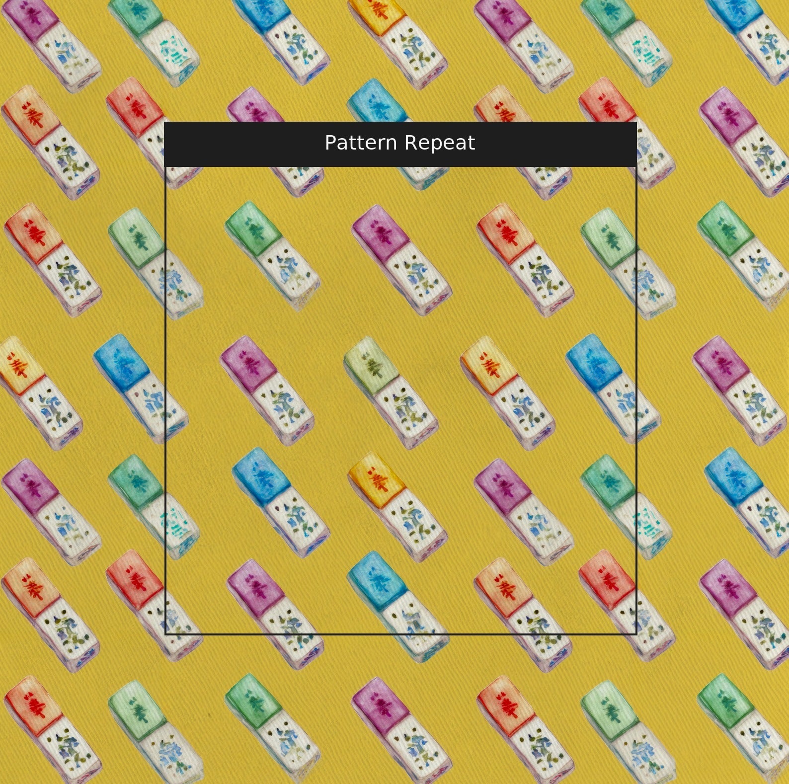 Golden Hour Mahjong Tiles - Fabric - Linen Rowe