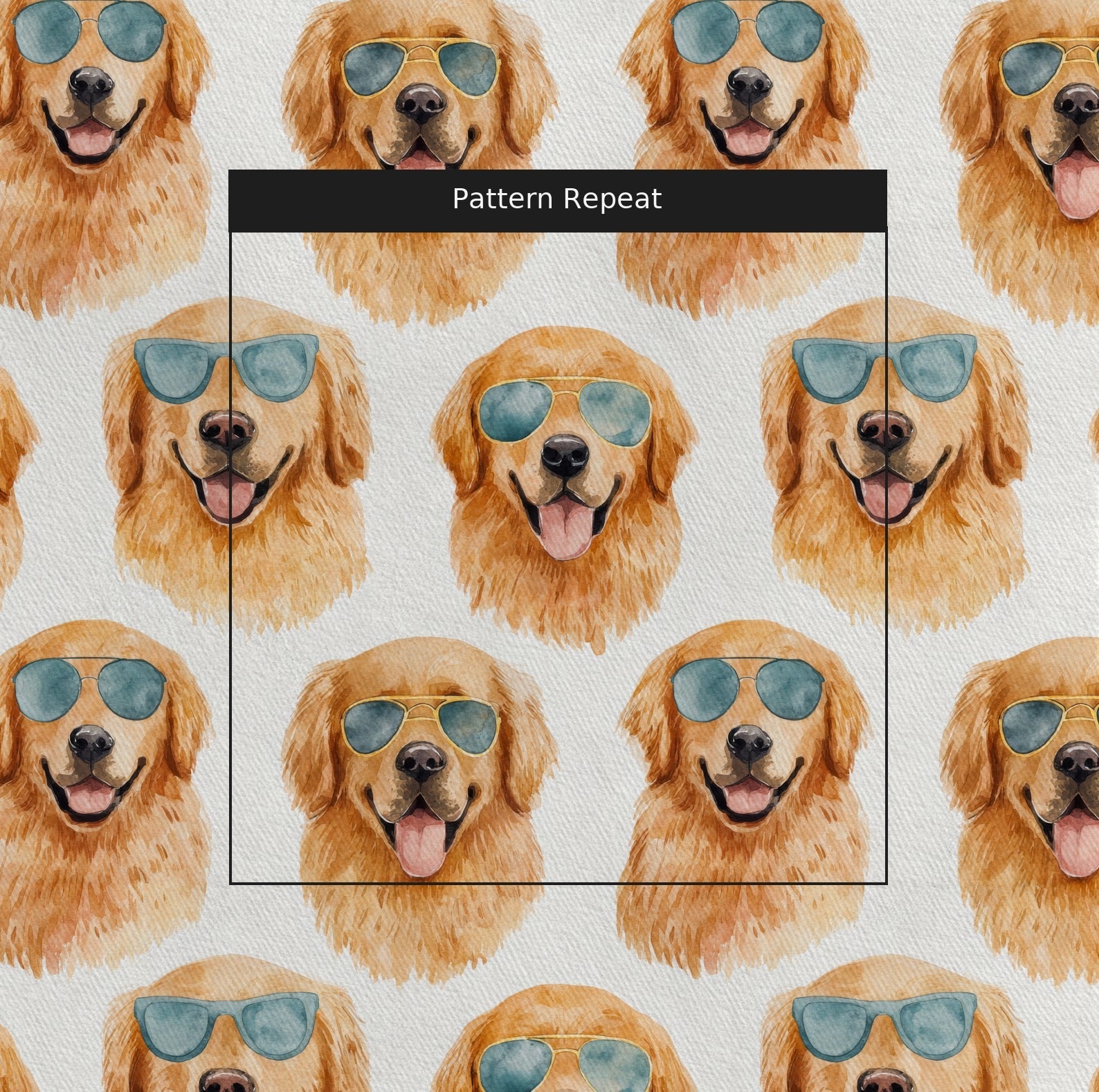 Golden Retriever Cool Shades - Fabric - Linen Rowe