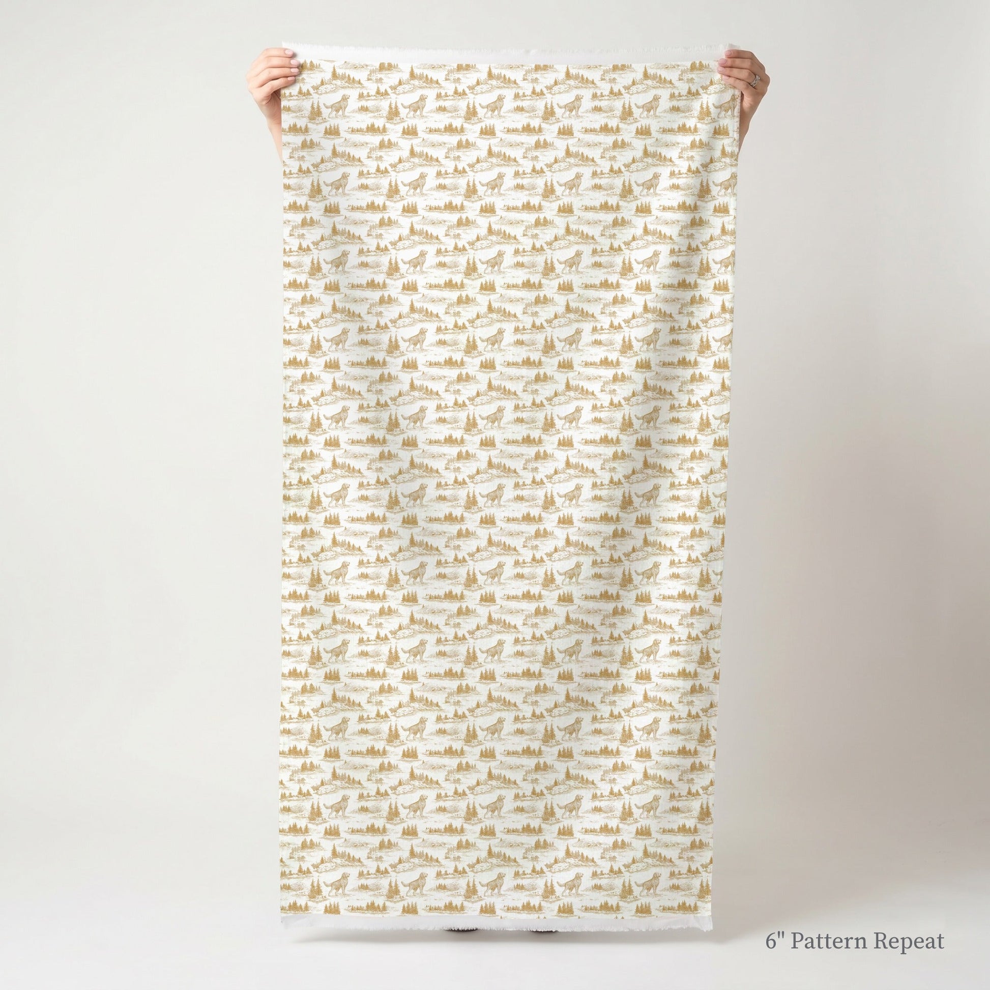 Golden Retriever Country Toile - Fabric - Linen Rowe