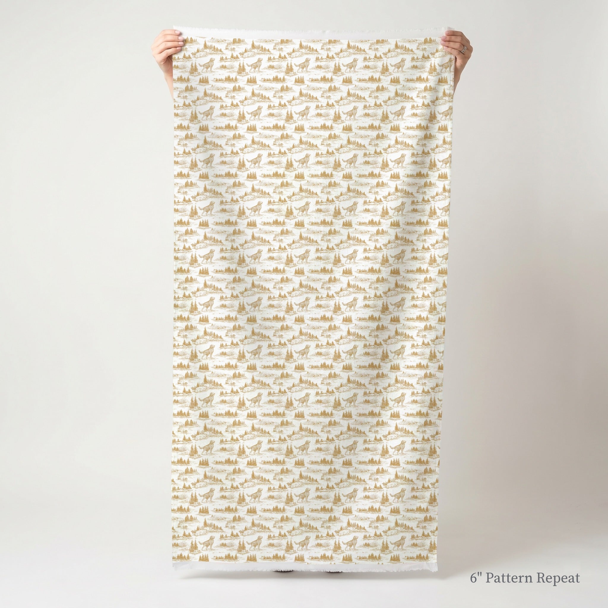 Golden Retriever Country Toile - Fabric - Linen Rowe