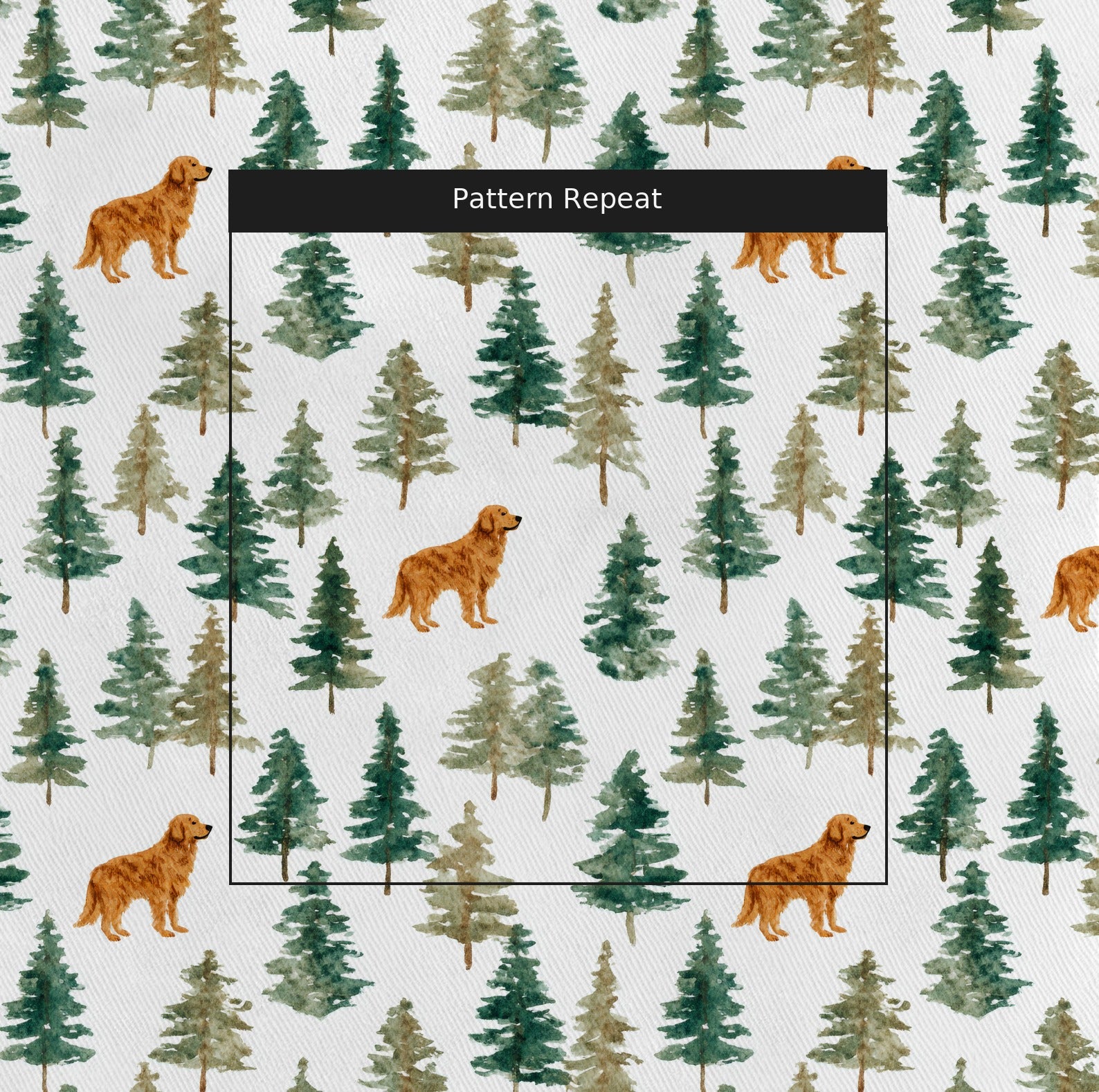 Golden Retriever Evergreen Grove - Fabric - Linen Rowe