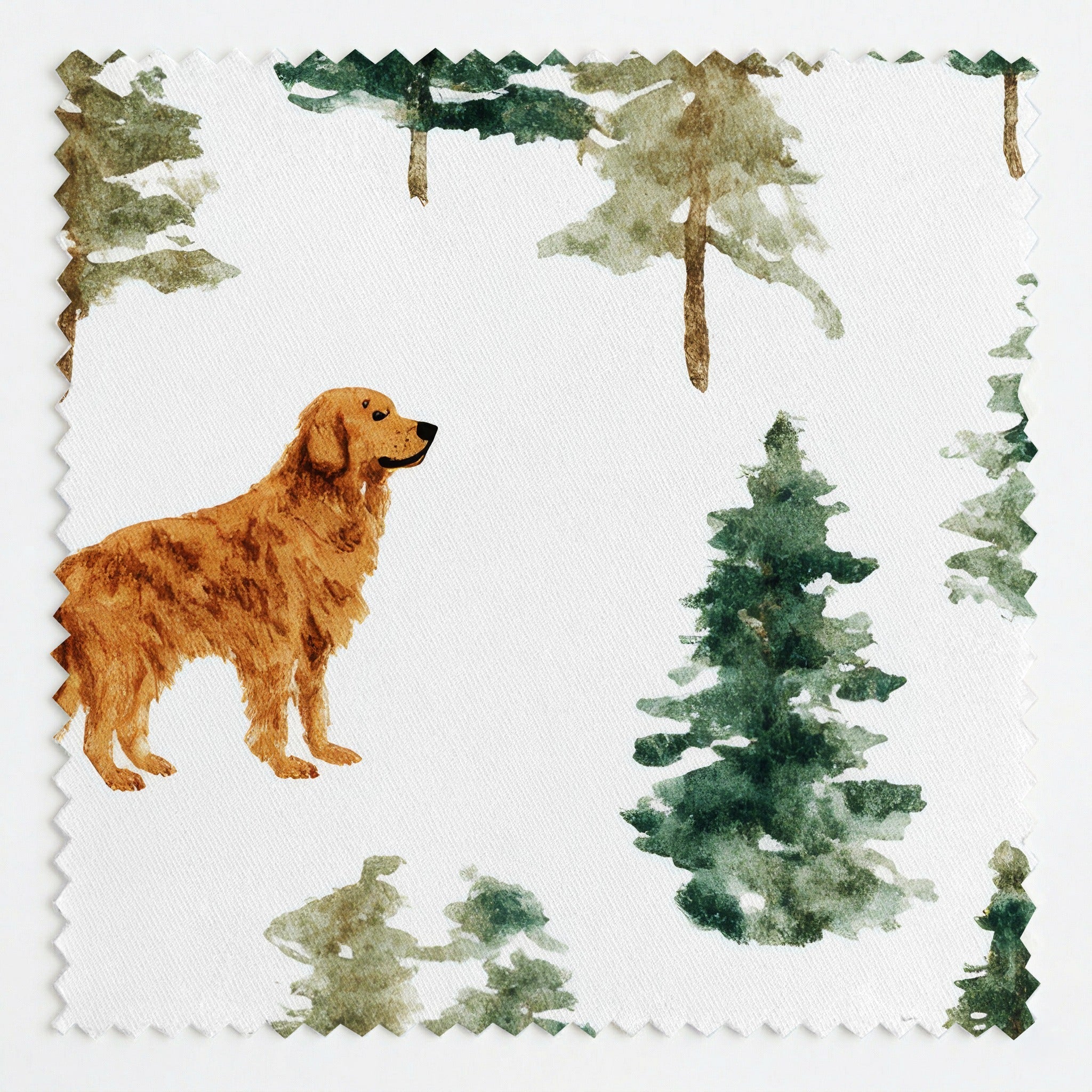 Golden Retriever Evergreen Grove - Fabric - Linen Rowe