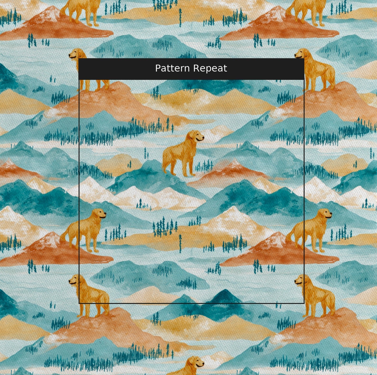 Golden Retriever High Country - Fabric - Linen Rowe