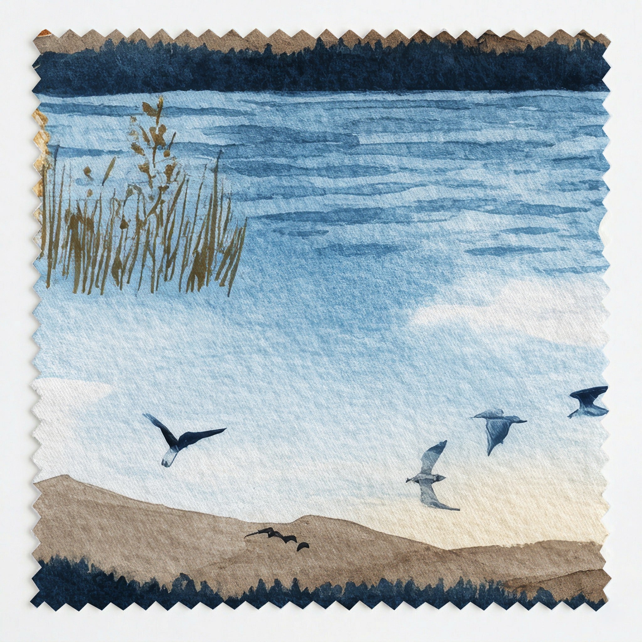 Golden Retriever Lakeside - Fabric - Linen Rowe