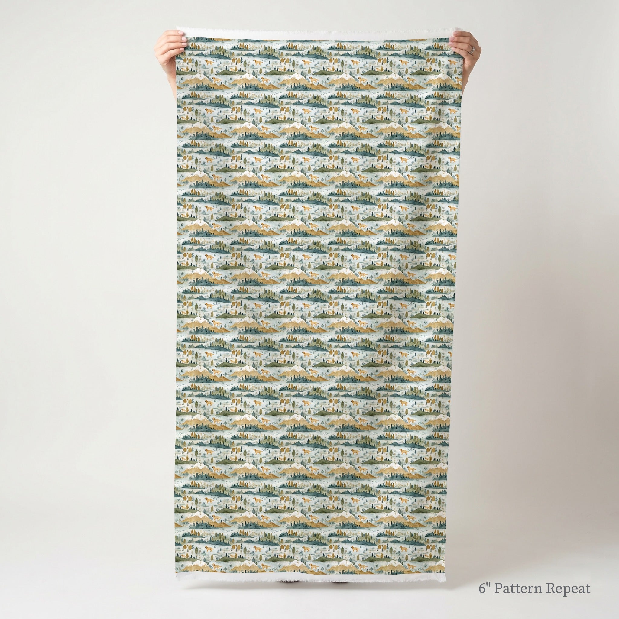 Golden Retriever North Woods - Fabric - Linen Rowe