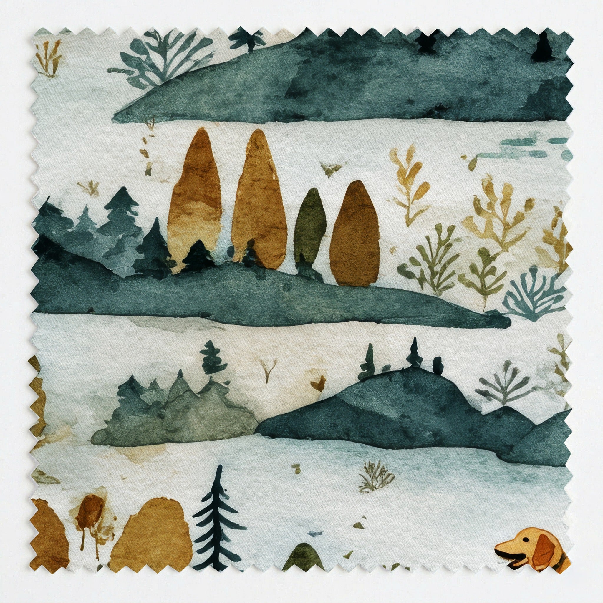 Golden Retriever North Woods - Fabric - Linen Rowe