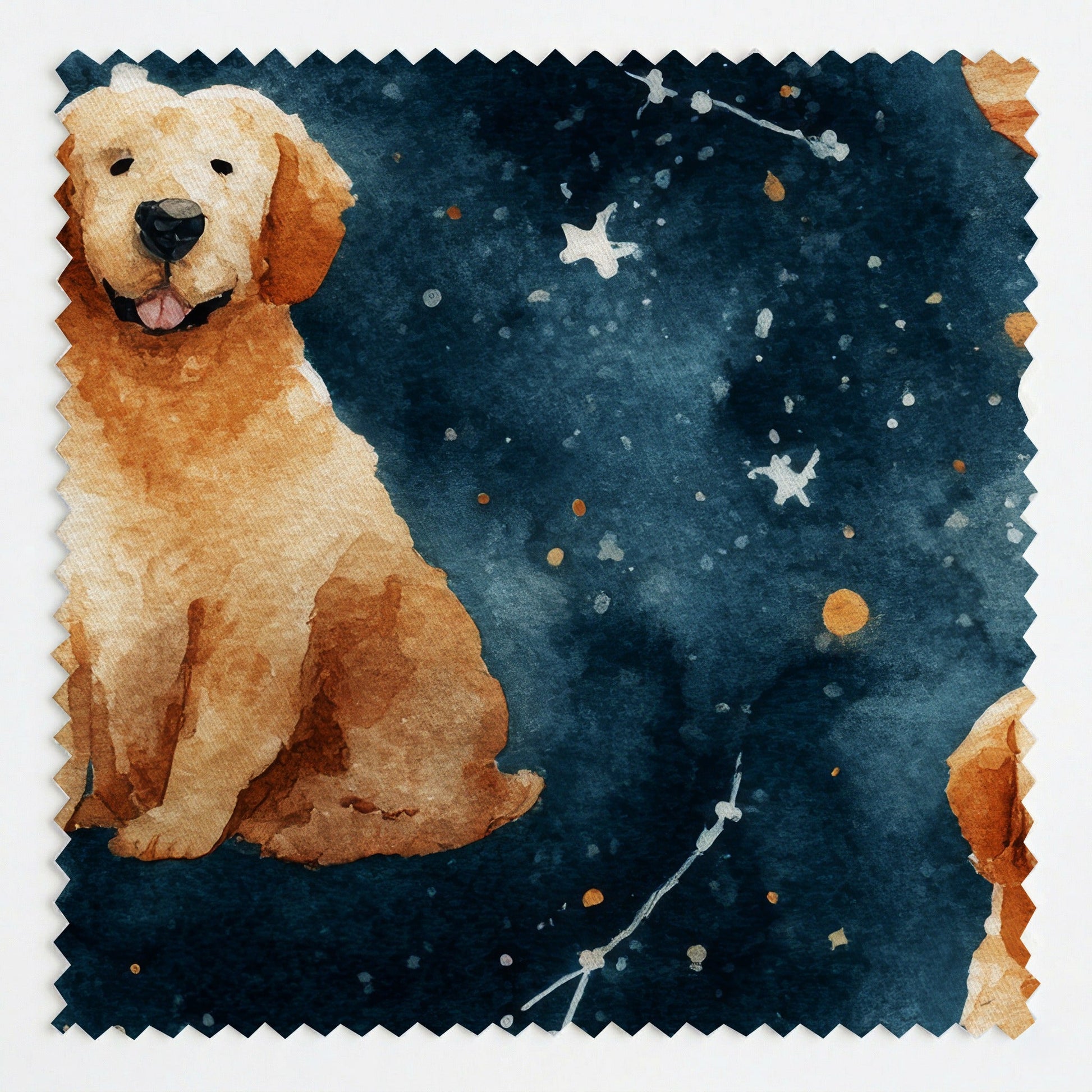 Golden Retriever Outer Space - Fabric - Linen Rowe