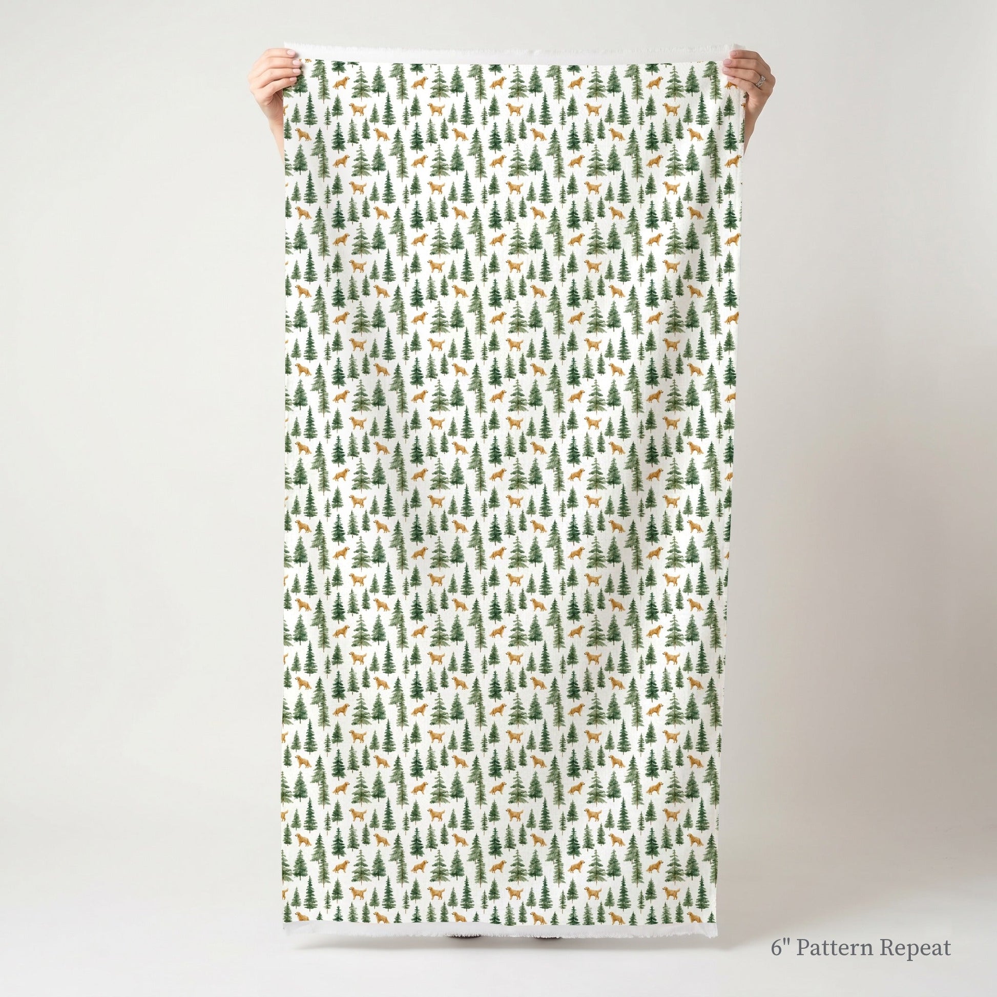 Golden Retriever Pine Woods - Fabric - Linen Rowe