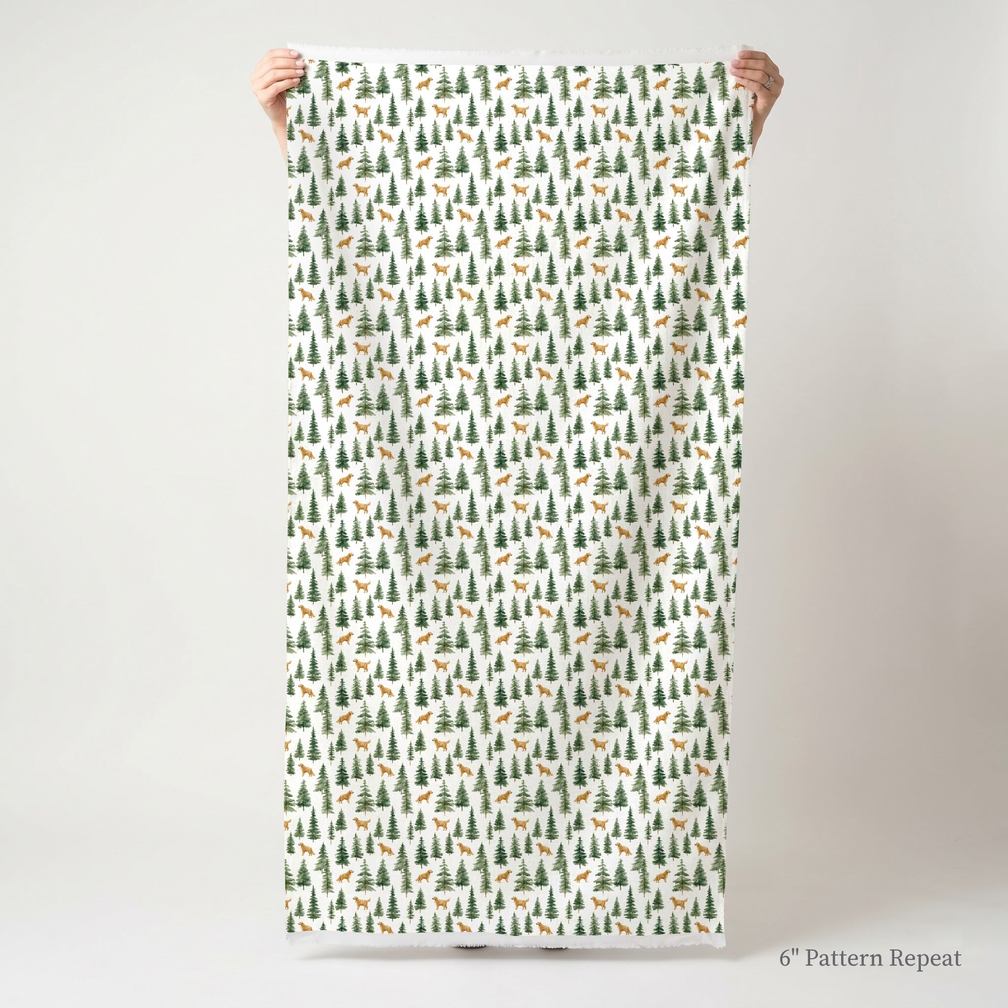 Golden Retriever Pine Woods - Fabric - Linen Rowe