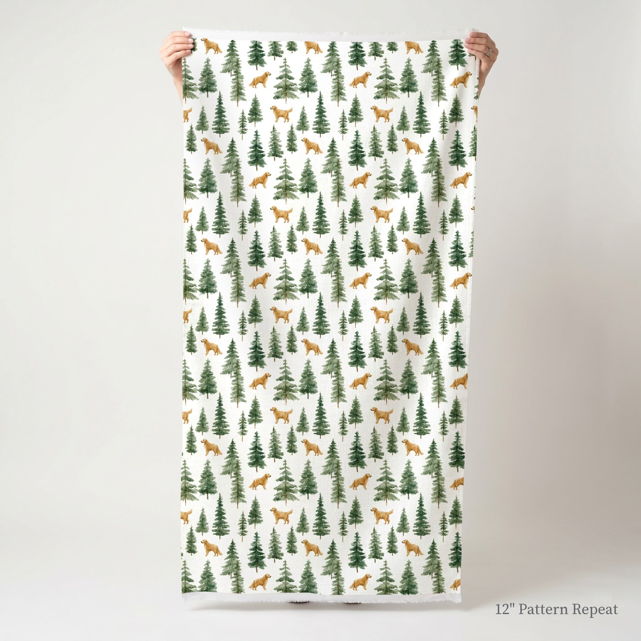 Golden Retriever Pine Woods - Fabric - Linen Rowe