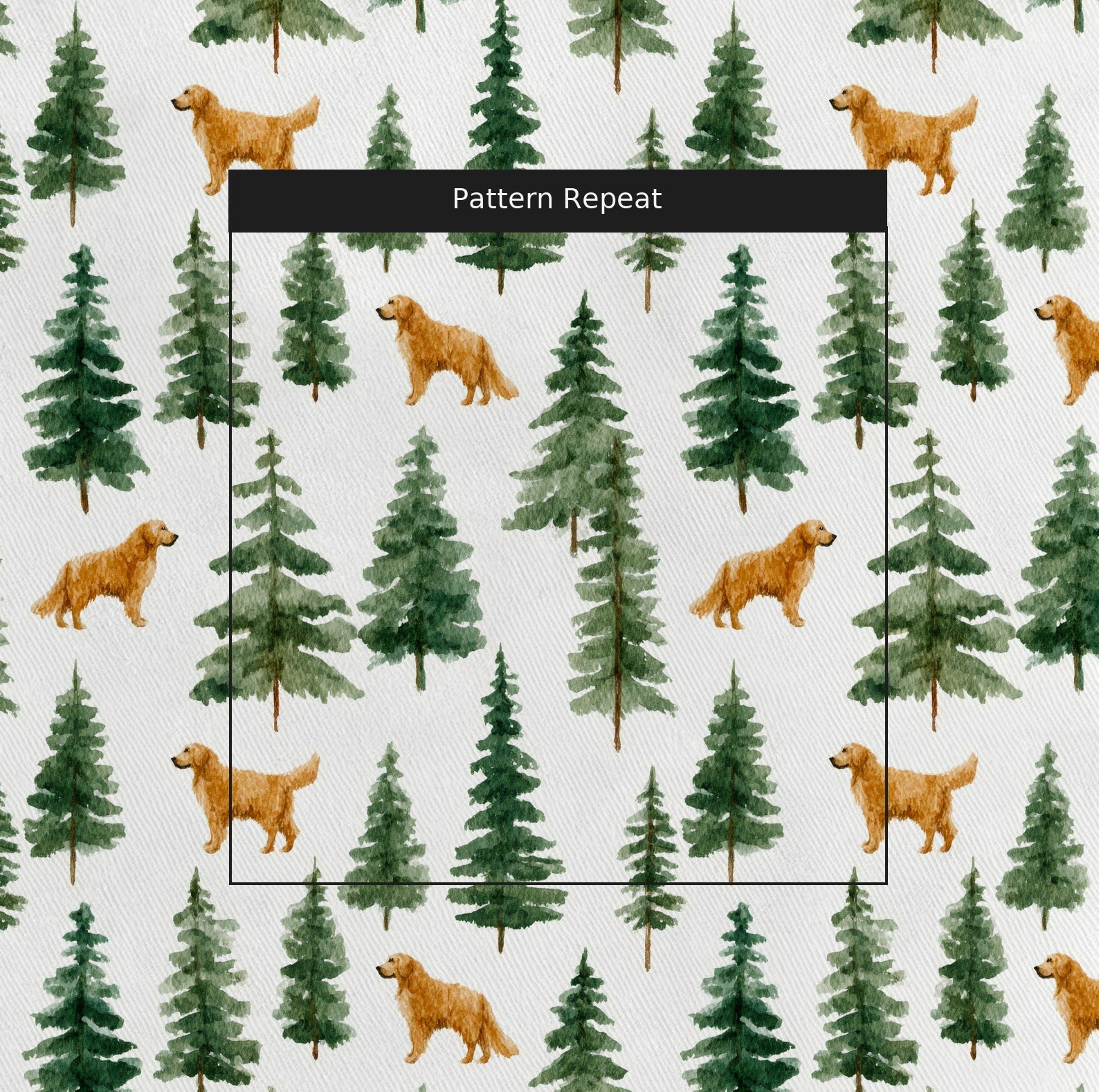 Golden Retriever Pine Woods - Fabric - Linen Rowe