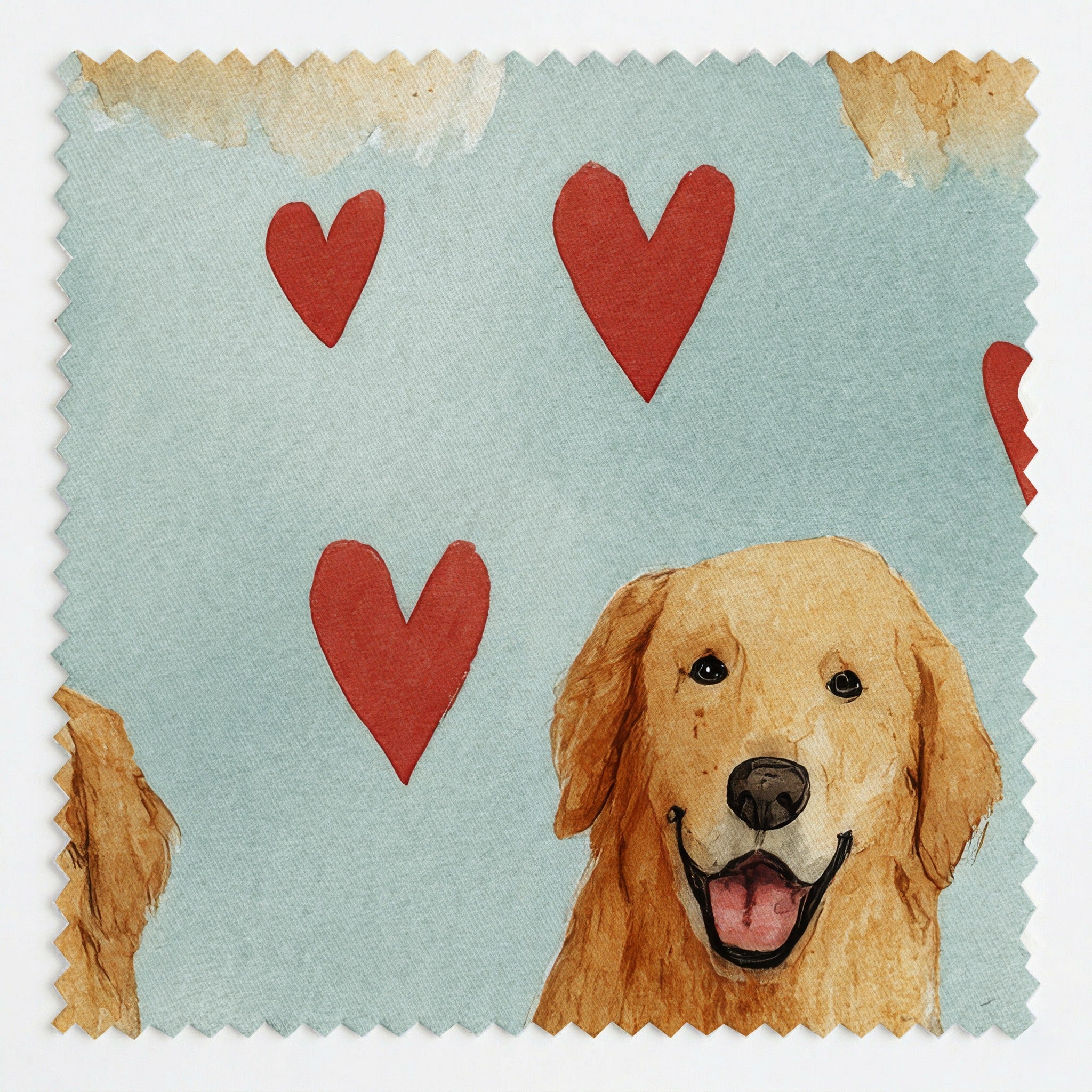 Golden Retriever Puppy Love - Fabric - Linen Rowe