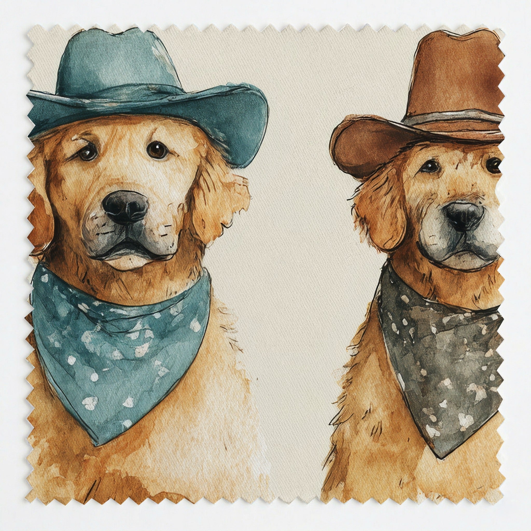 Golden Retriever Rodeo - Fabric - Linen Rowe