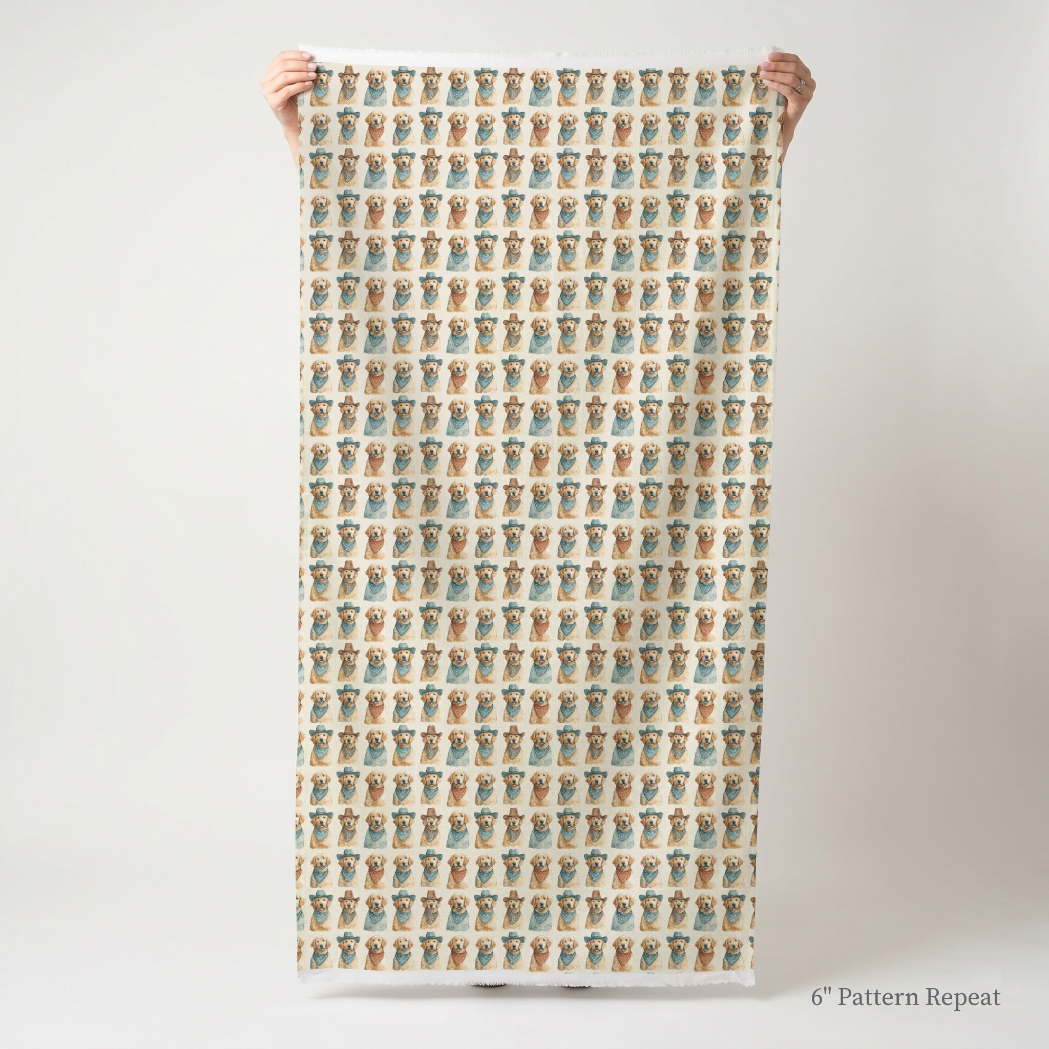 Golden Retriever Rodeo - Fabric - Linen Rowe