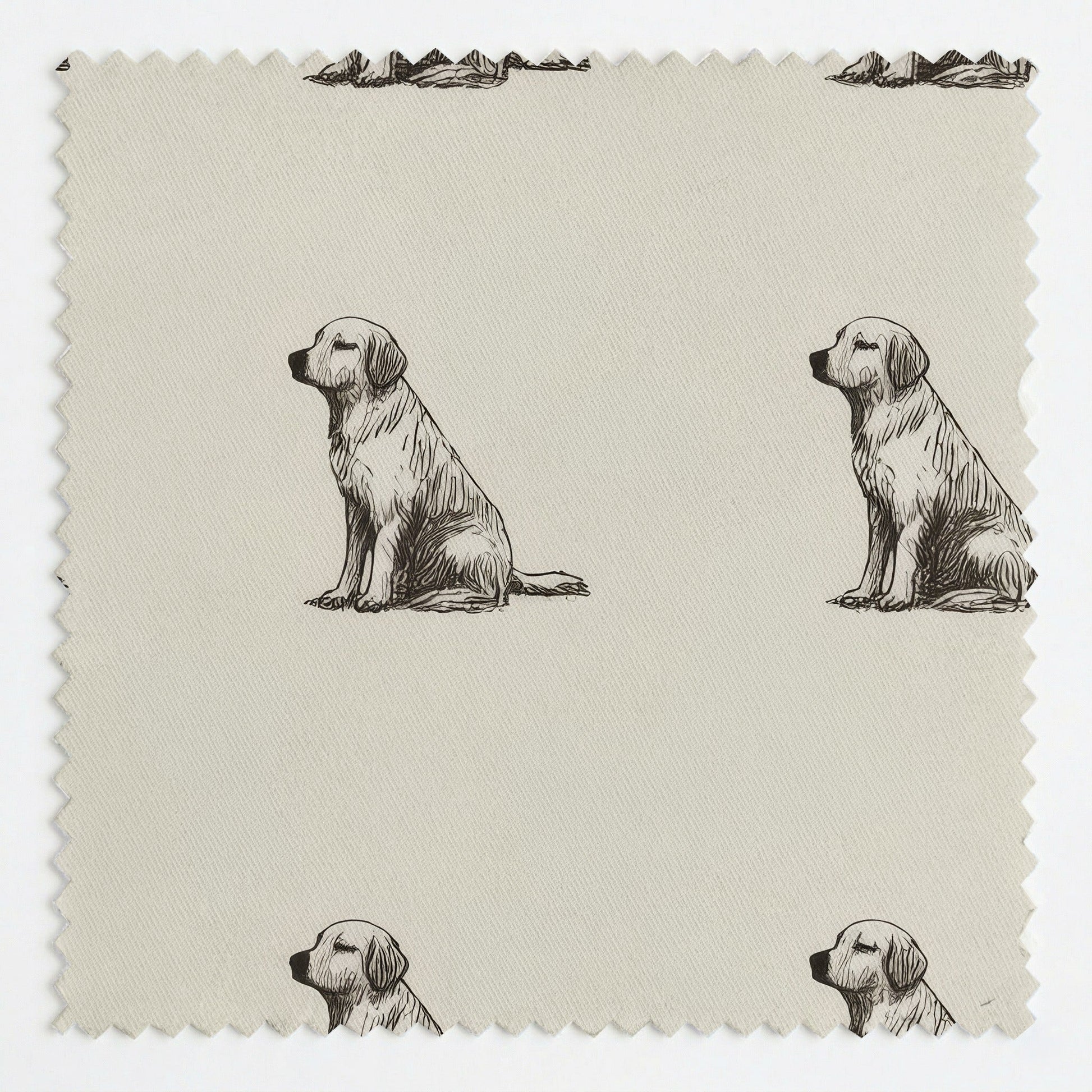 Golden Retriever Sit and Stay - Fabric - Linen Rowe