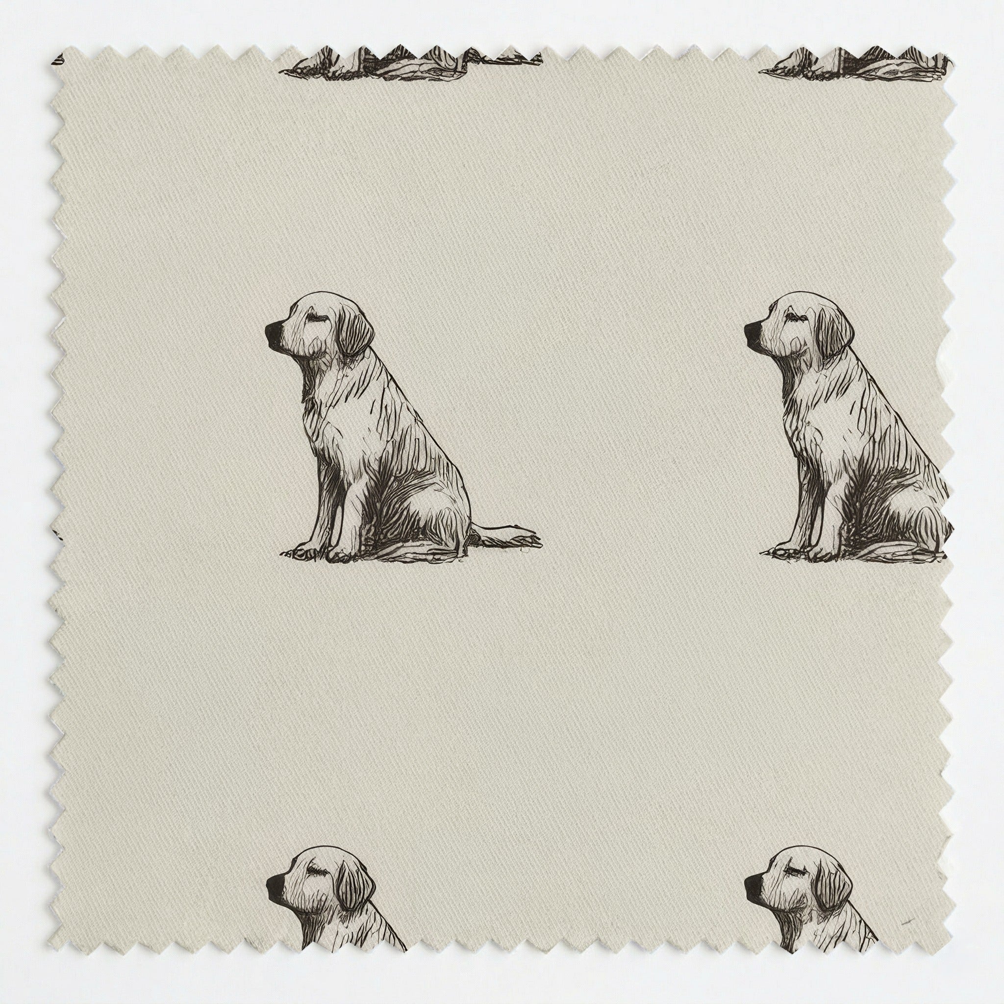 Golden Retriever Sit and Stay - Fabric - Linen Rowe