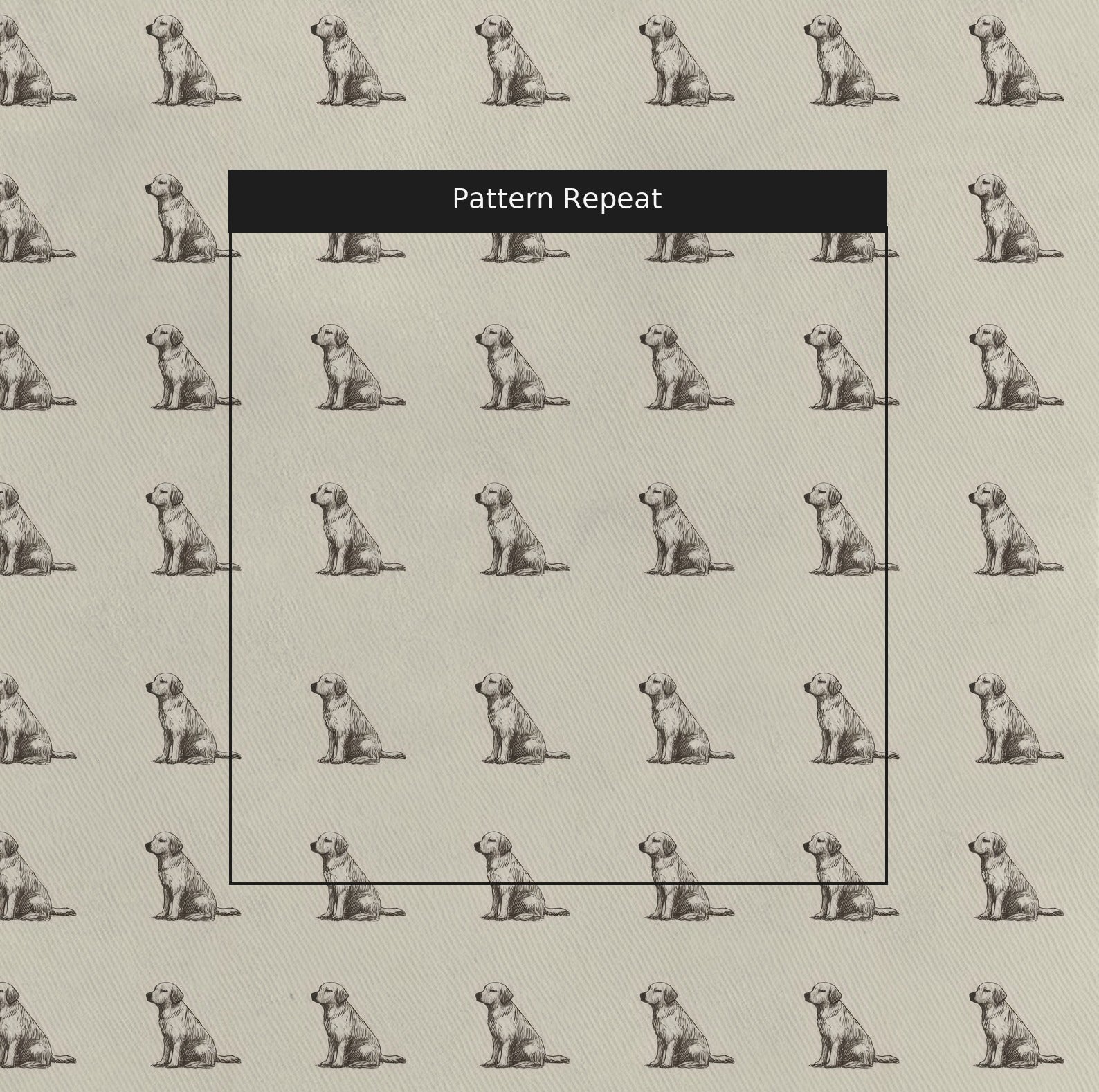 Golden Retriever Sit and Stay - Fabric - Linen Rowe